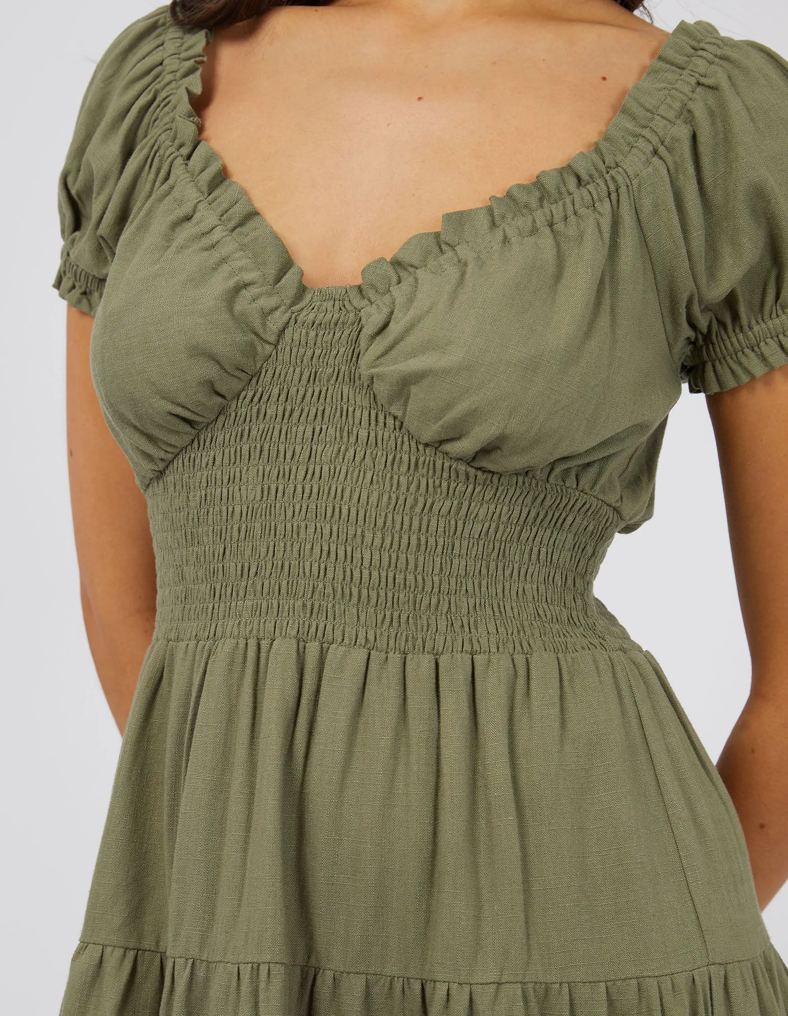 Luxe Linen Mini Dress Khaki sold by All About Eve product image thumbnail 5