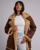 Mia Sherpa Coat Brown sold by All About Eve