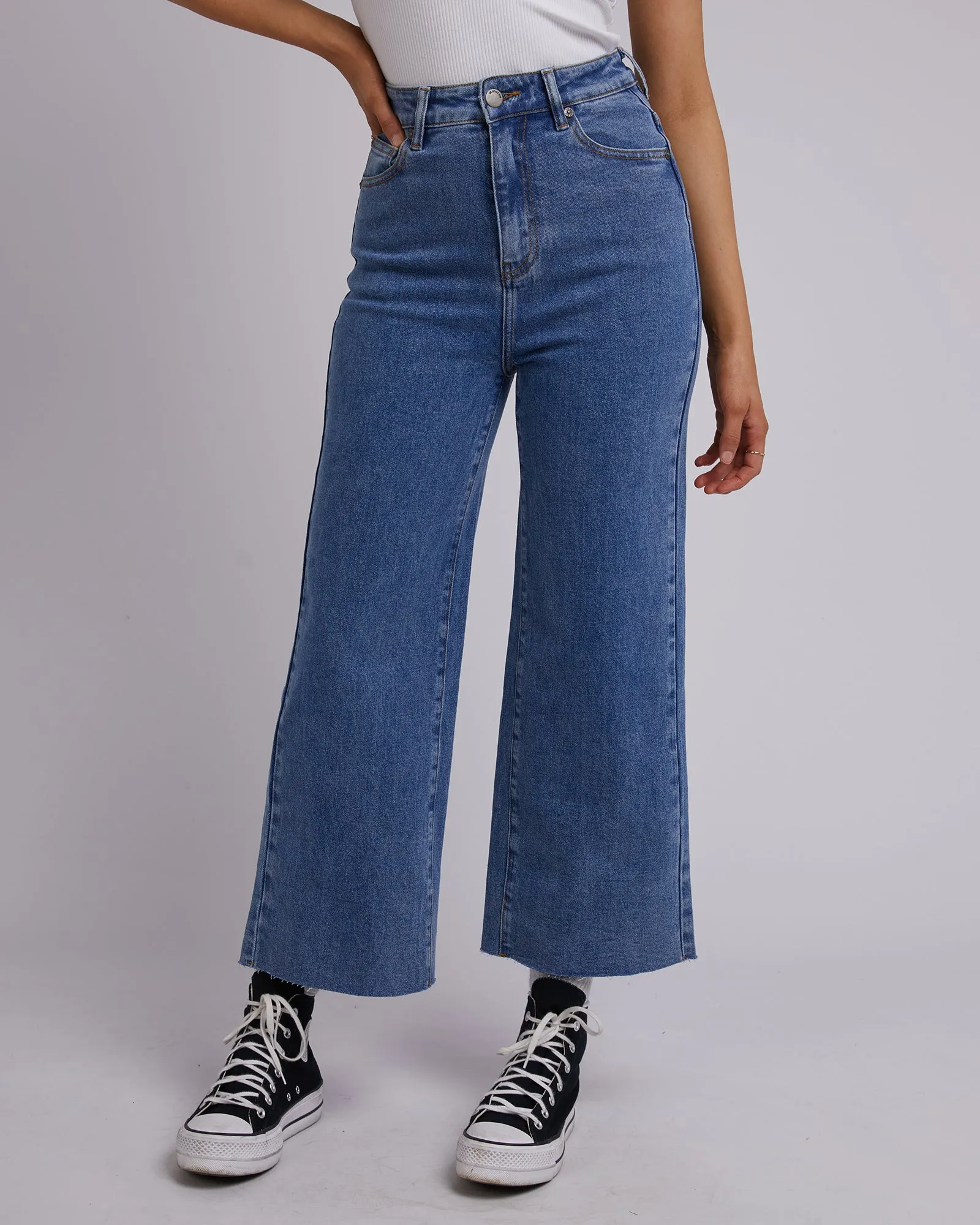 Charlie High Rise Wide Leg Jean Dark Blue sold by All About Eve