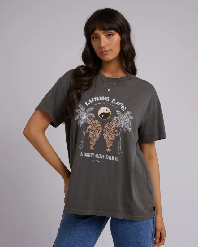 Living Life Standard Tee Charcoal sold by All About Eve