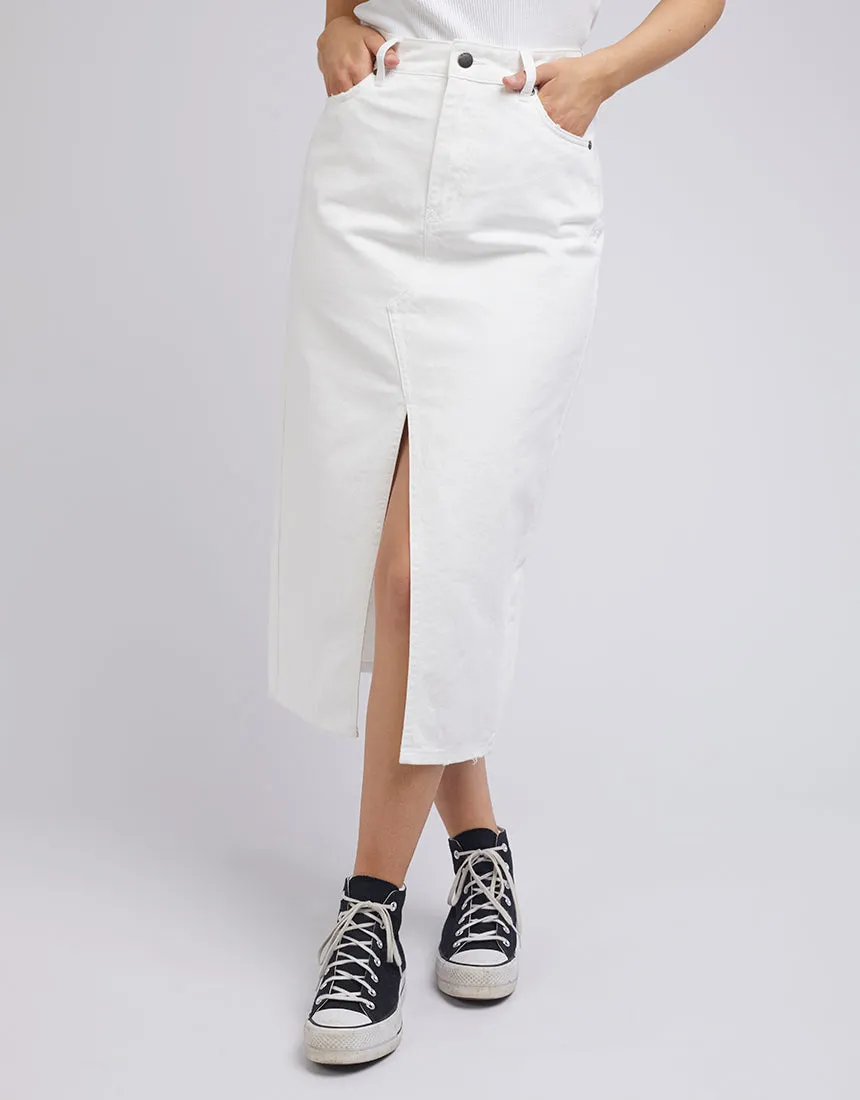 Jessie Midi Denim Skirt Vintage White sold by All About Eve