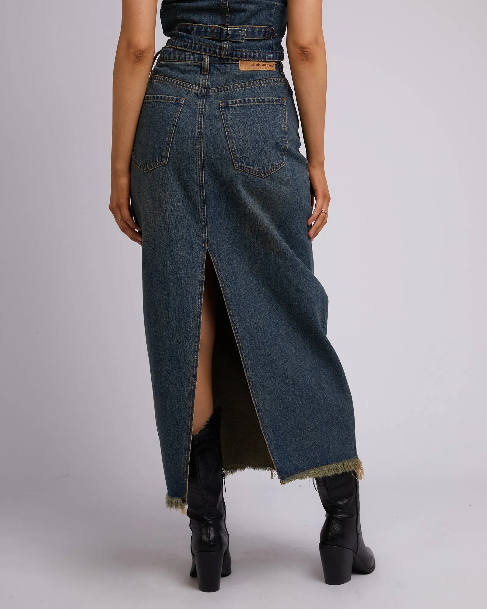Ray Denim Maxi Skirt Dirty Denim sold by All About Eve product image thumbnail 3