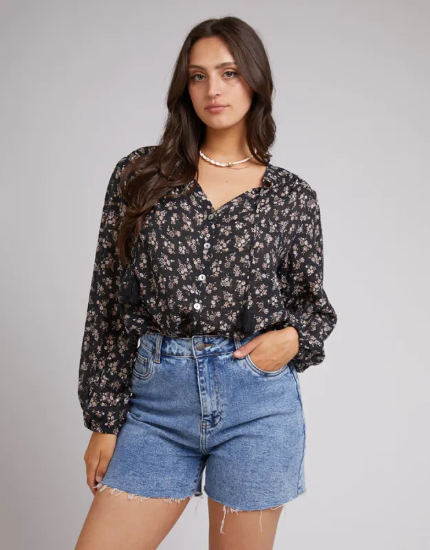 Maya Floral Shirt Black sold by All About Eve