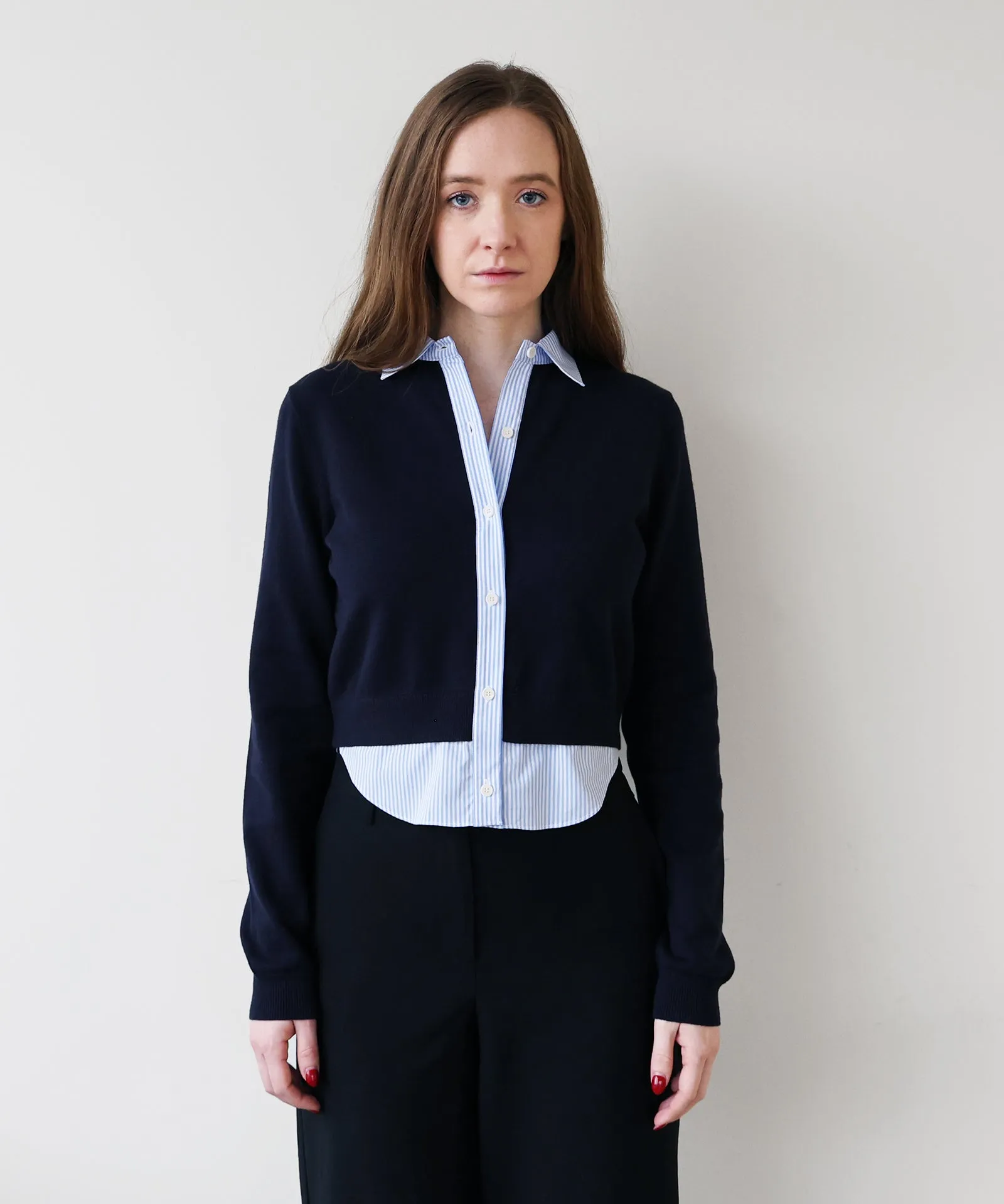 Mixed Media Long Sleeve Collared Cardigan sold by Naadam product image thumbnail 3