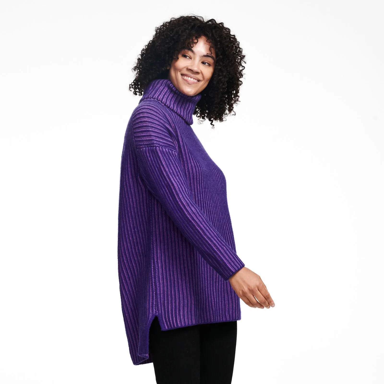 Ribbed Turtleneck High-Low Tunic sold by Naadam product image thumbnail 2