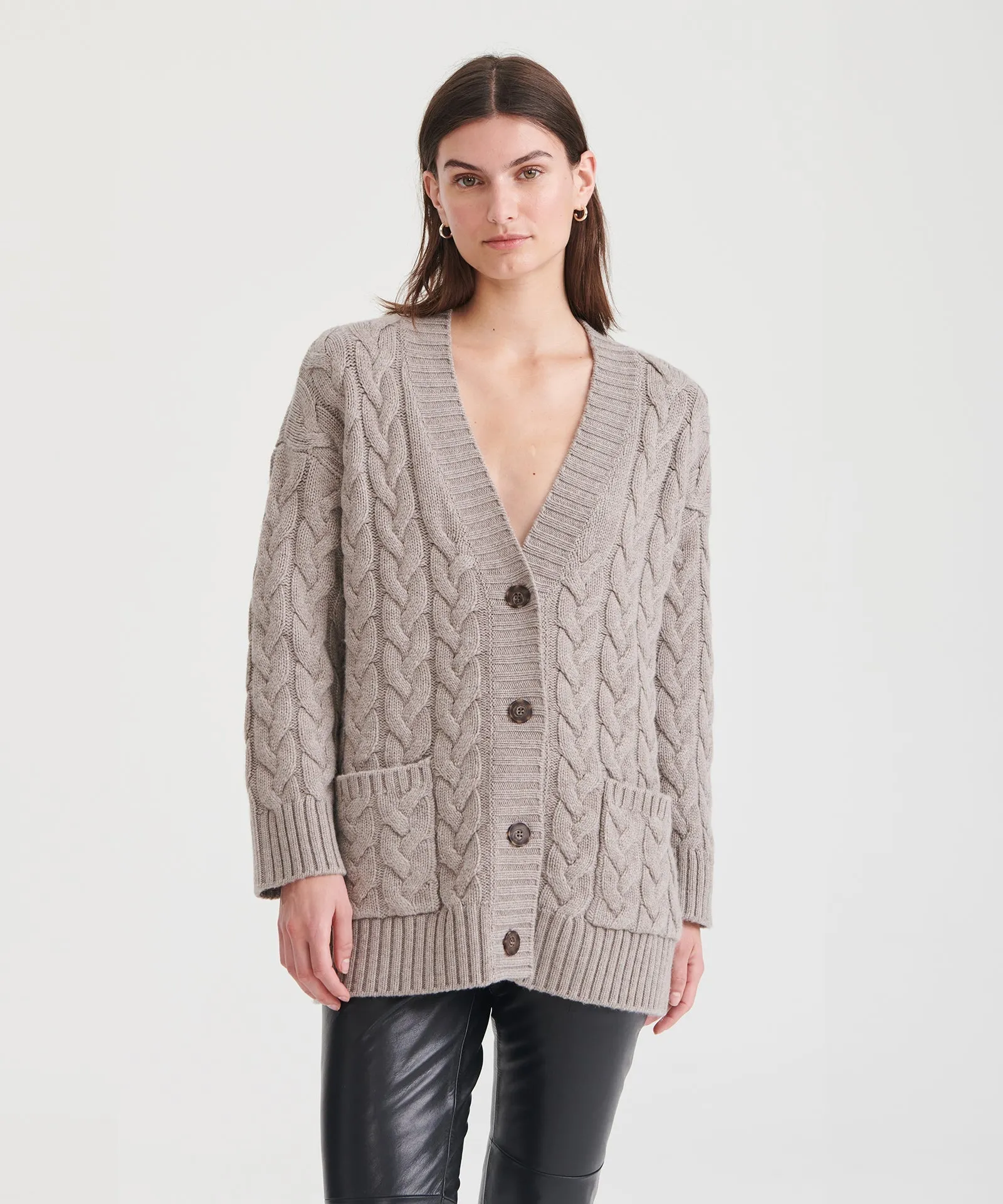 Cashmino Oversized Cable Cardigan sold by Naadam product image thumbnail 3