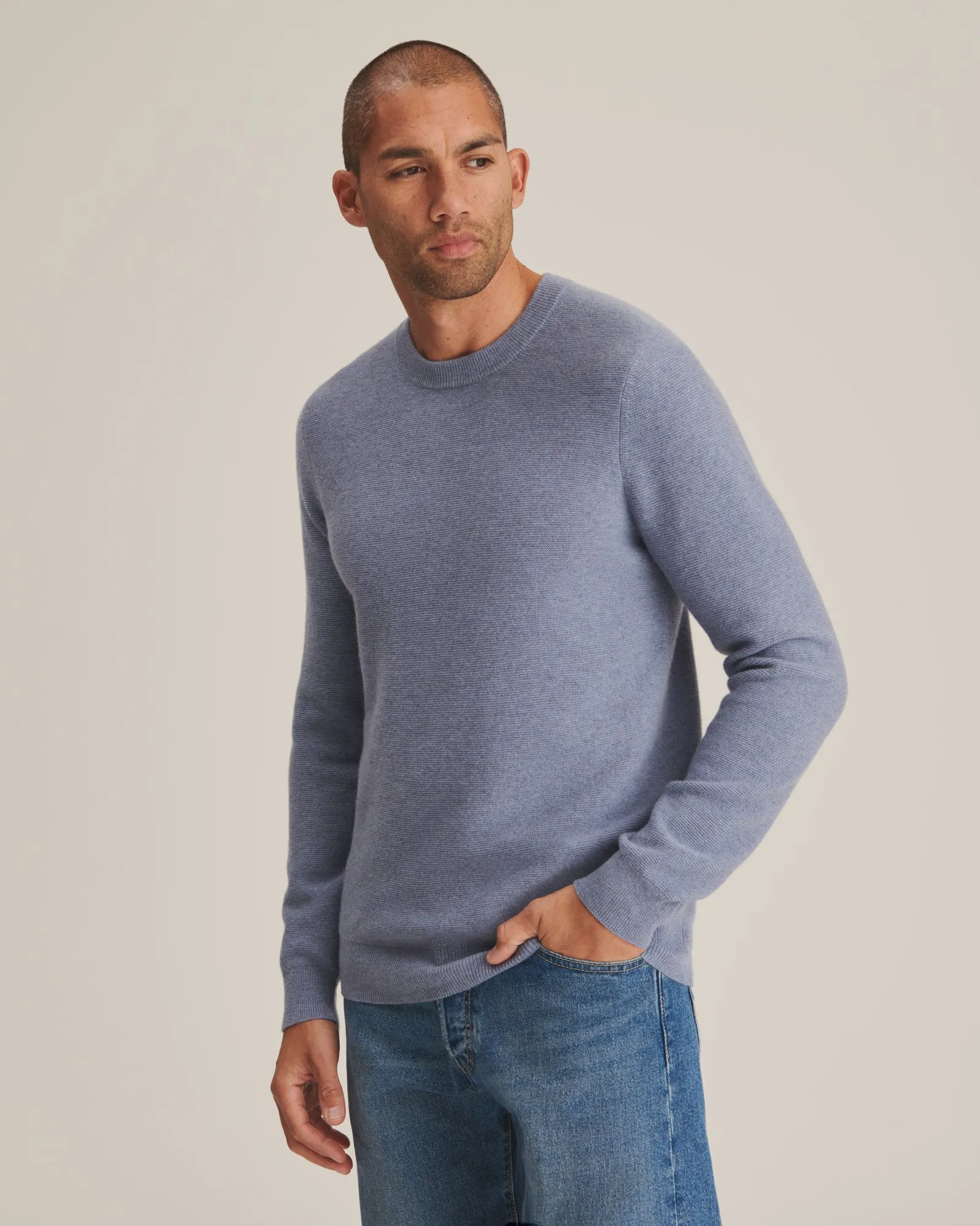 Signature Cashmere Textured Crewneck Sweater sold by Naadam
