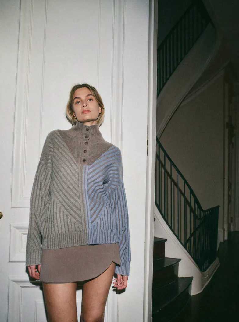 Cashmino Color Plaited Henley sold by Naadam