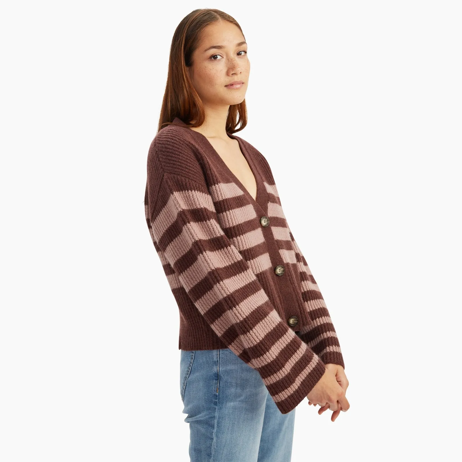 Luxe Cashmere Striped Cropped Cardigan sold by Naadam product image thumbnail 2