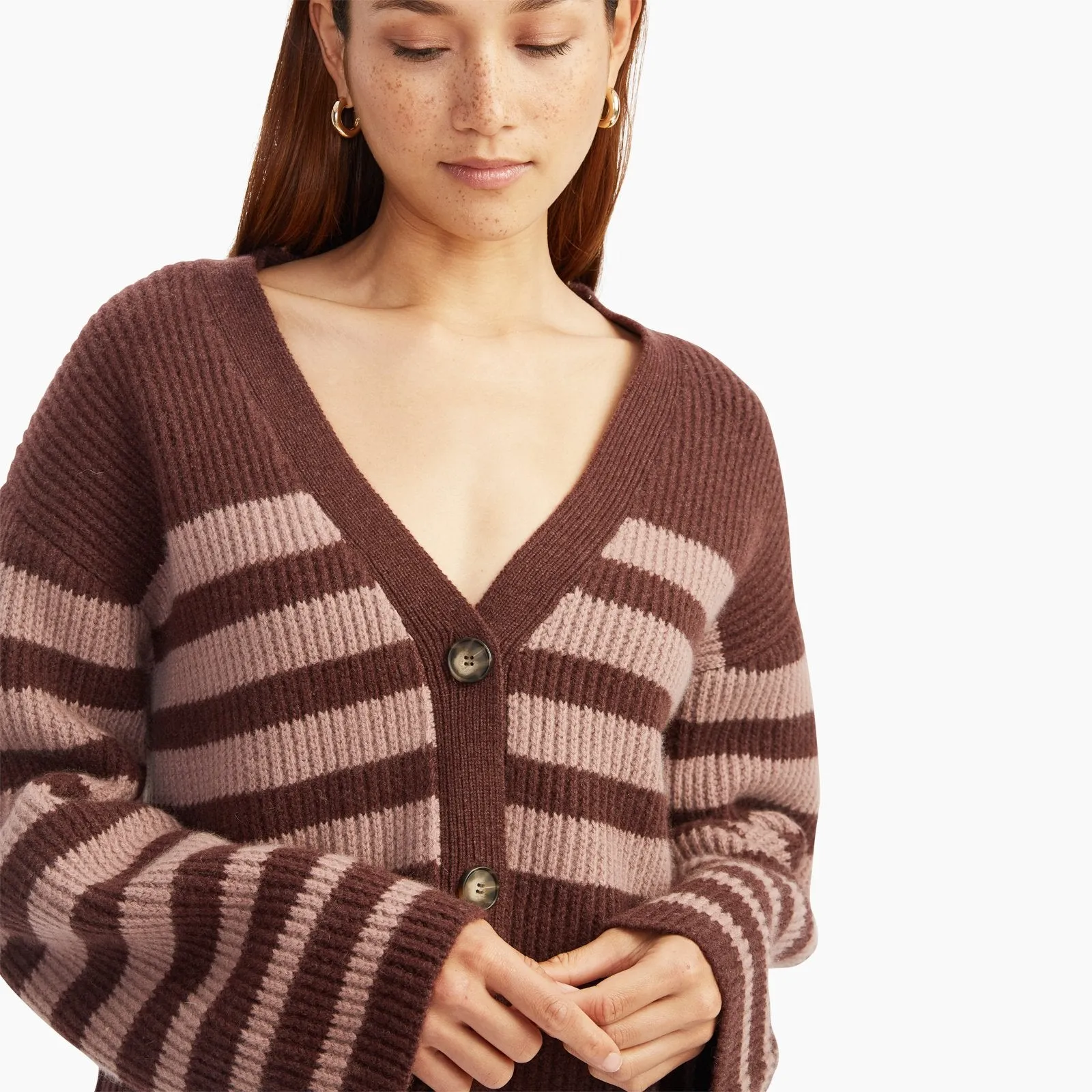 Luxe Cashmere Striped Cropped Cardigan sold by Naadam product image thumbnail 4