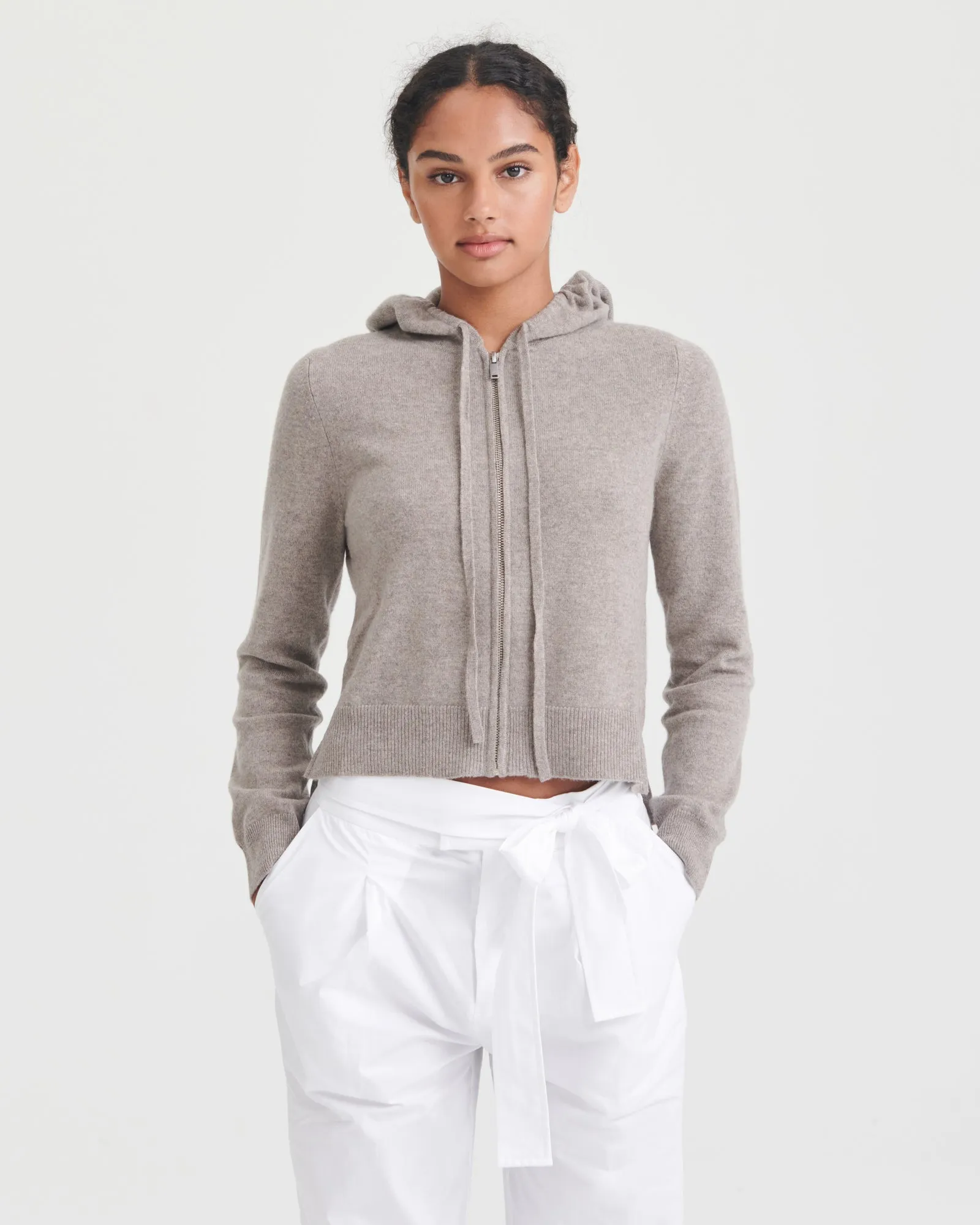 Signature Cashmere Cropped Zip Up Hoodie sold by NAADAM product image thumbnail 4
