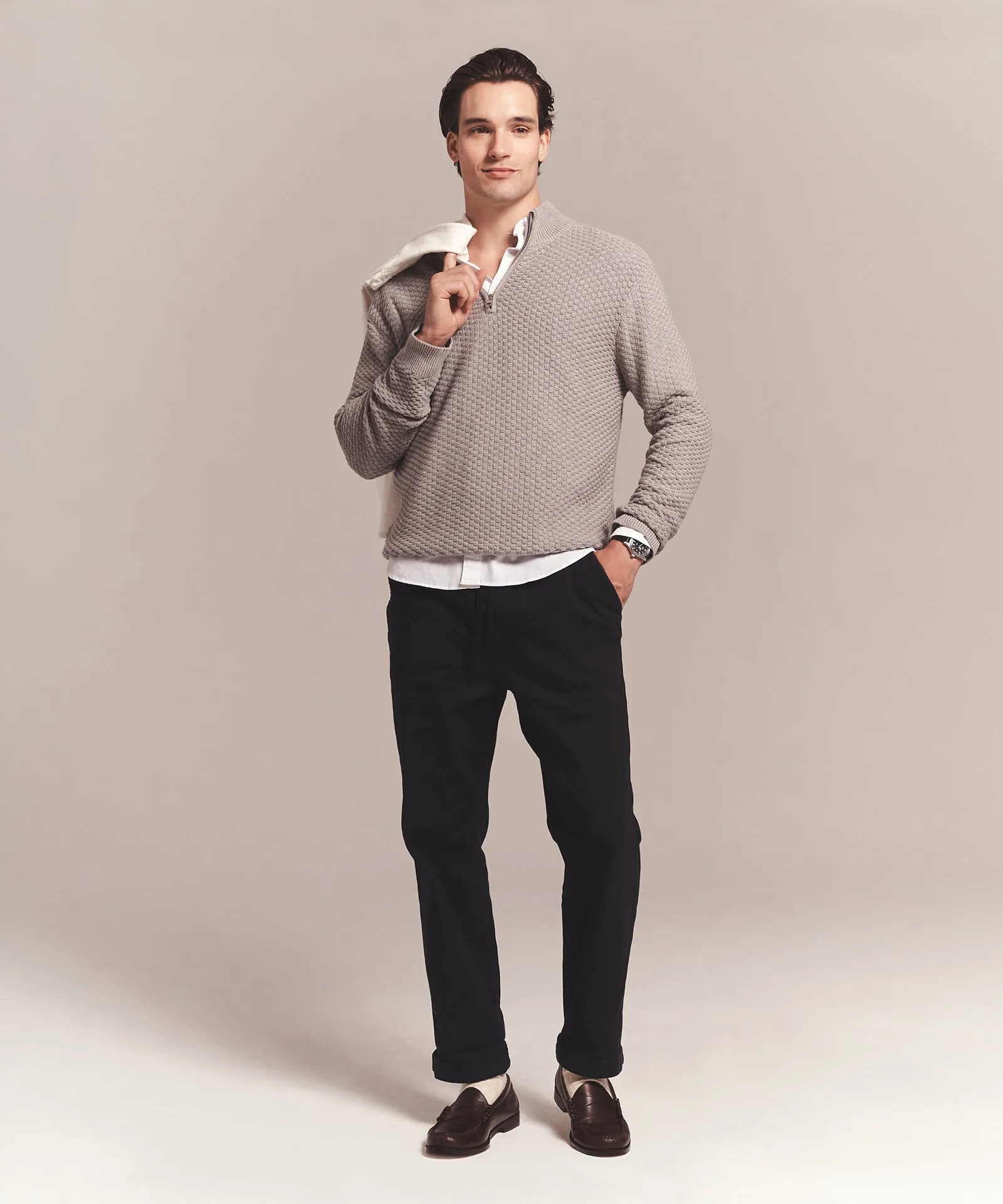 Cotton Cashmere Textured Quarter Zip sold by NAADAM product image thumbnail 4