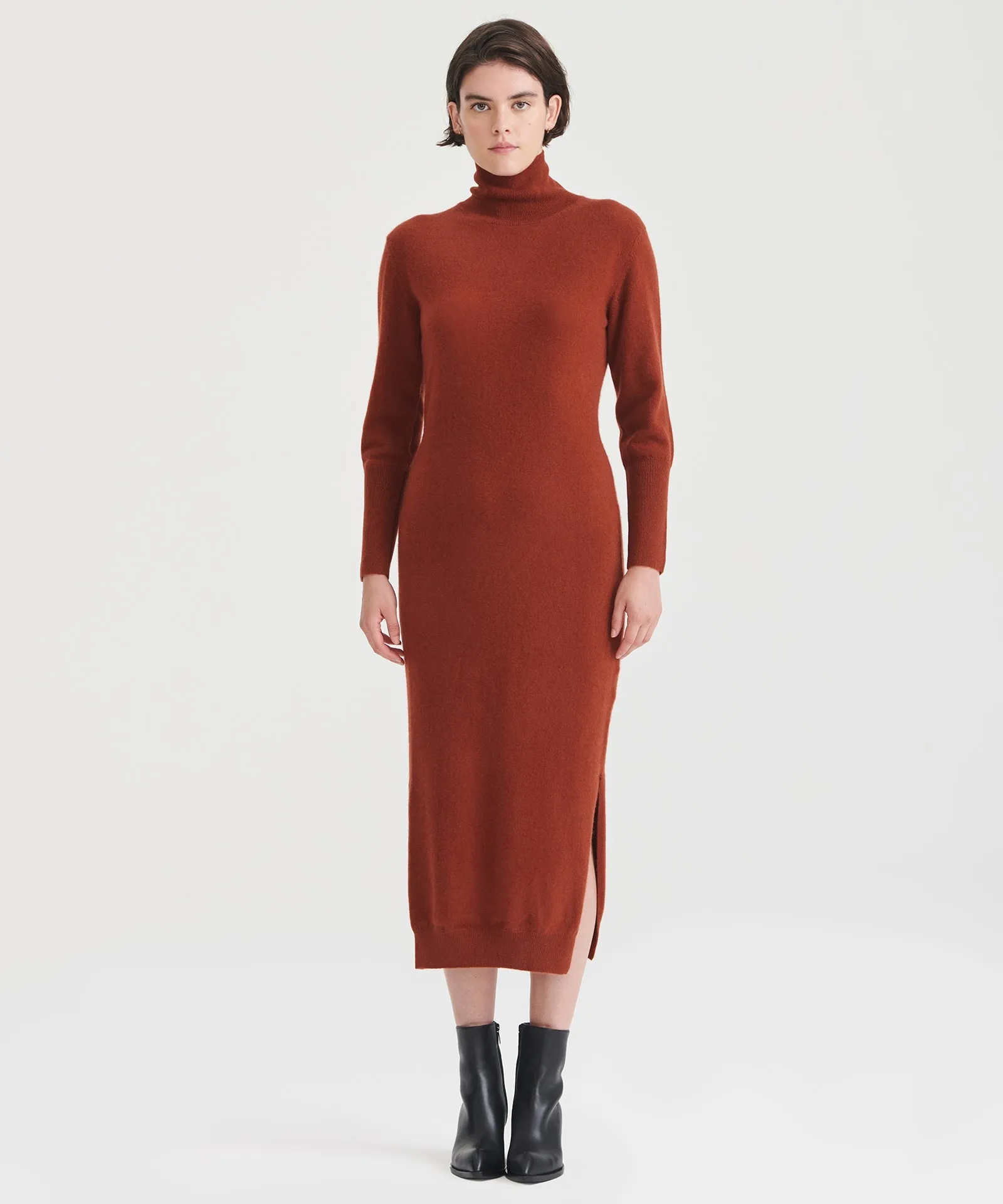 Signature Cashmere Turtleneck Dress with Slits sold by NAADAM
