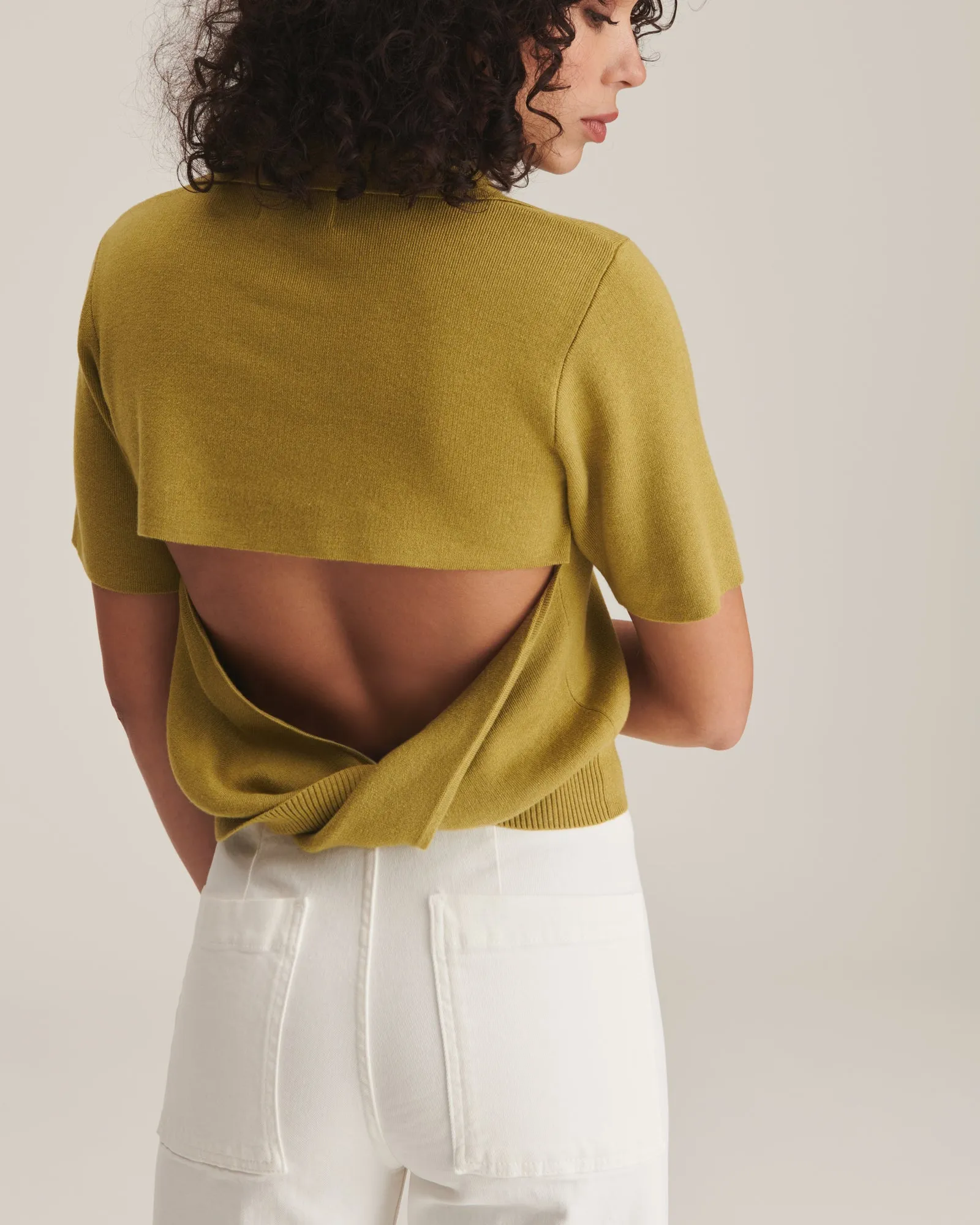 Silk Blend Twist Back Polo sold by Naadam product image thumbnail 4