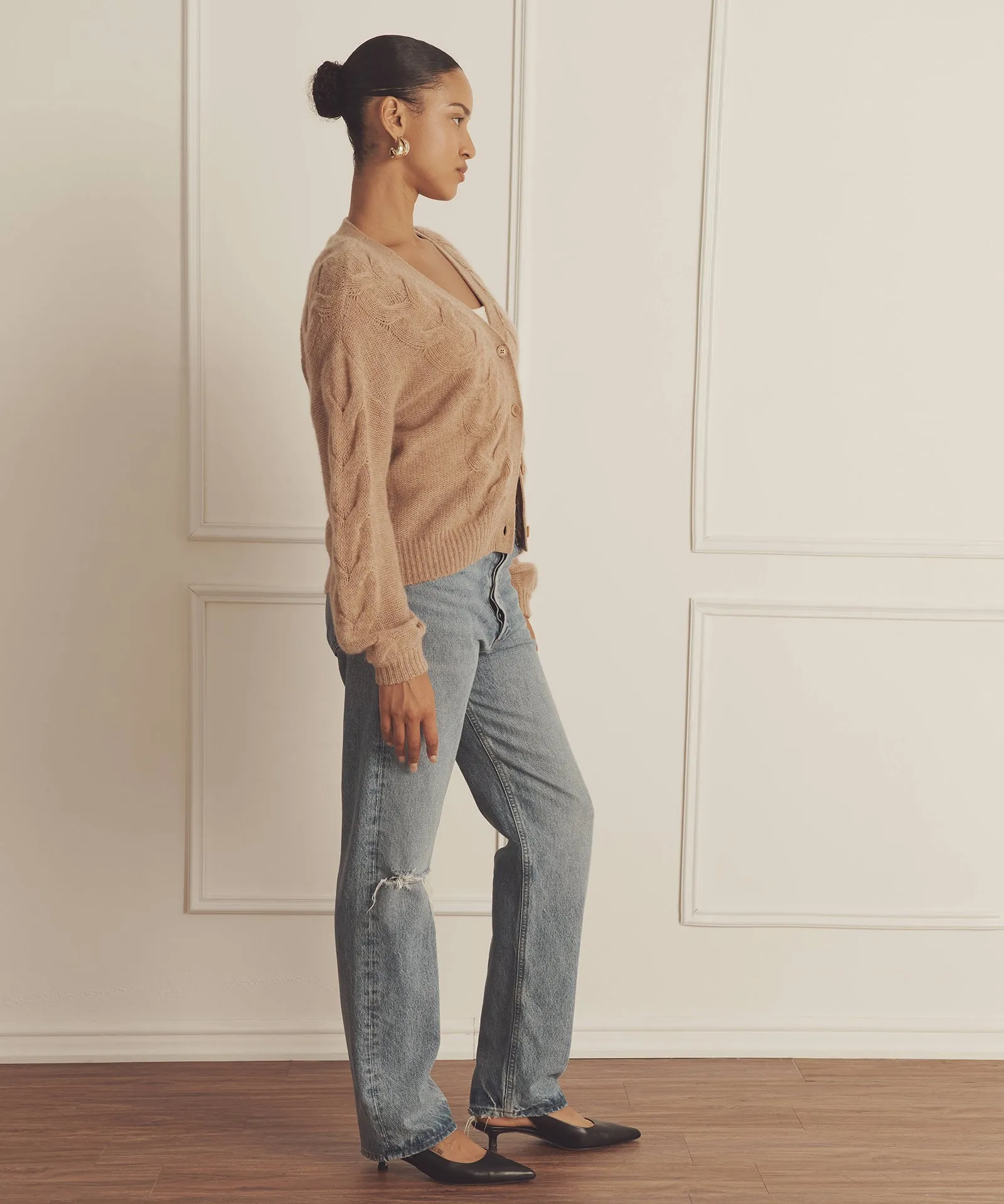 Novelty Cashmere Airy Cable Cardigan sold by Naadam product image thumbnail 5