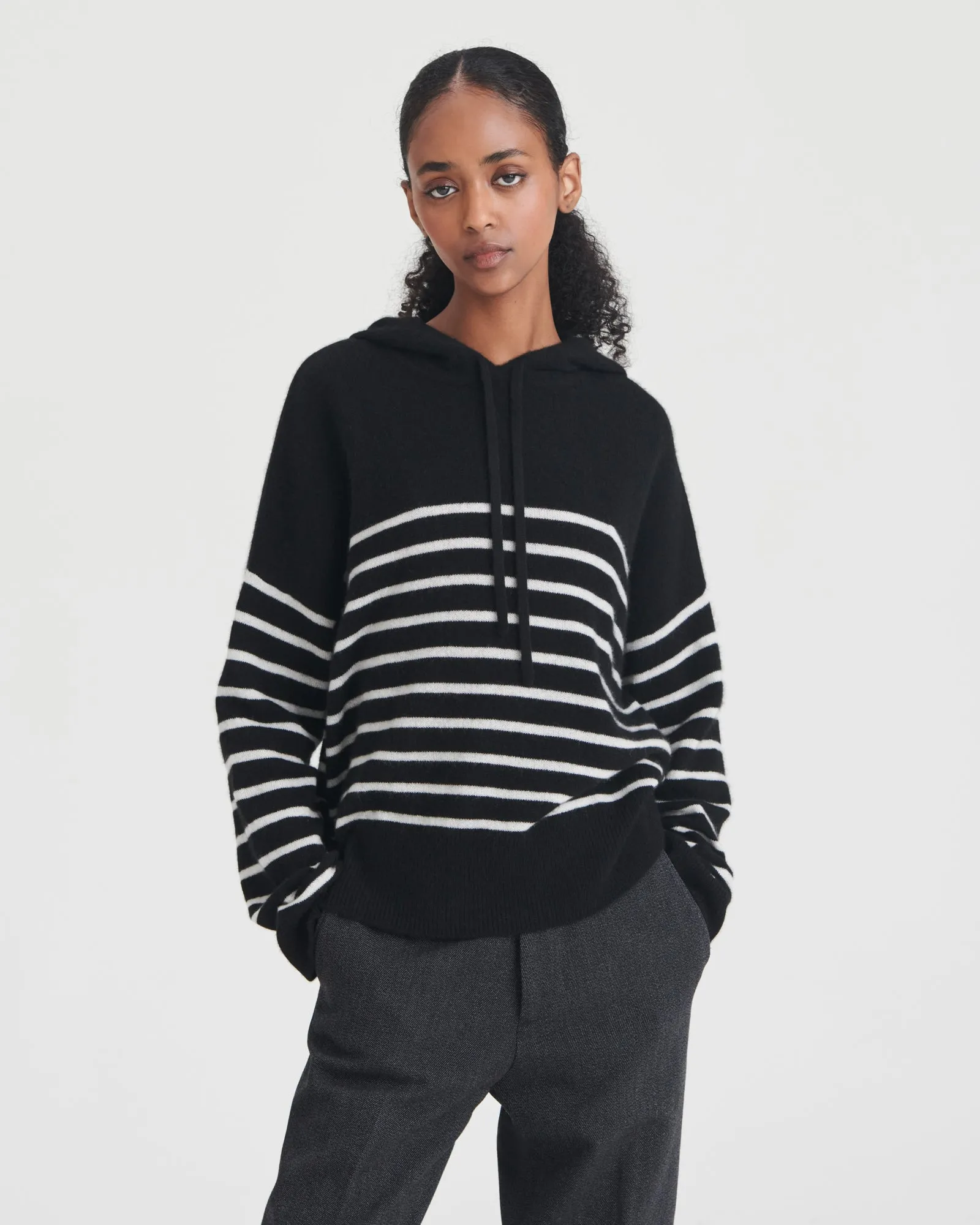 Lightweight Striped Cashmere Oversized Hoodie sold by Naadam product image thumbnail 3