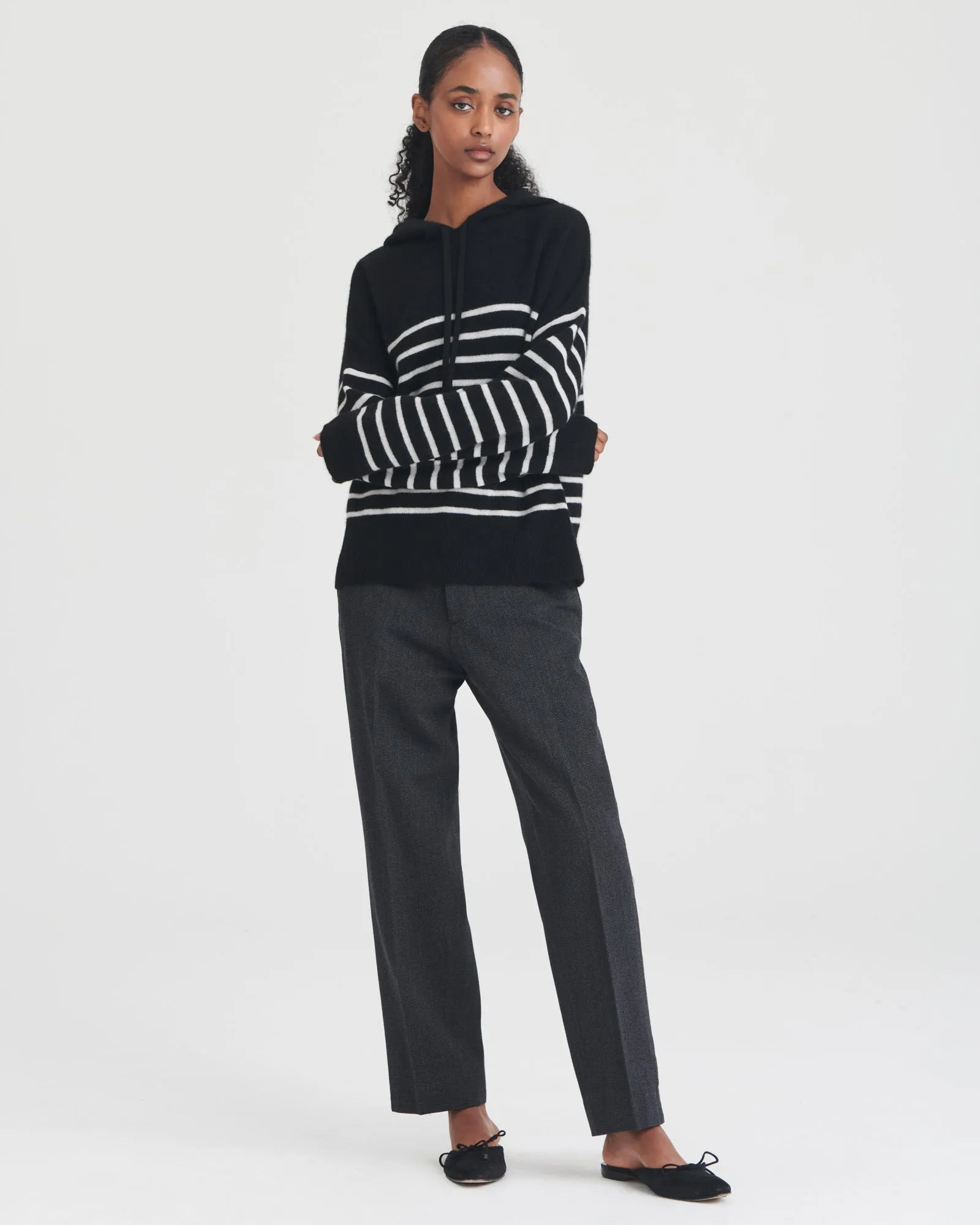 Lightweight Striped Cashmere Oversized Hoodie sold by Naadam product image thumbnail 2