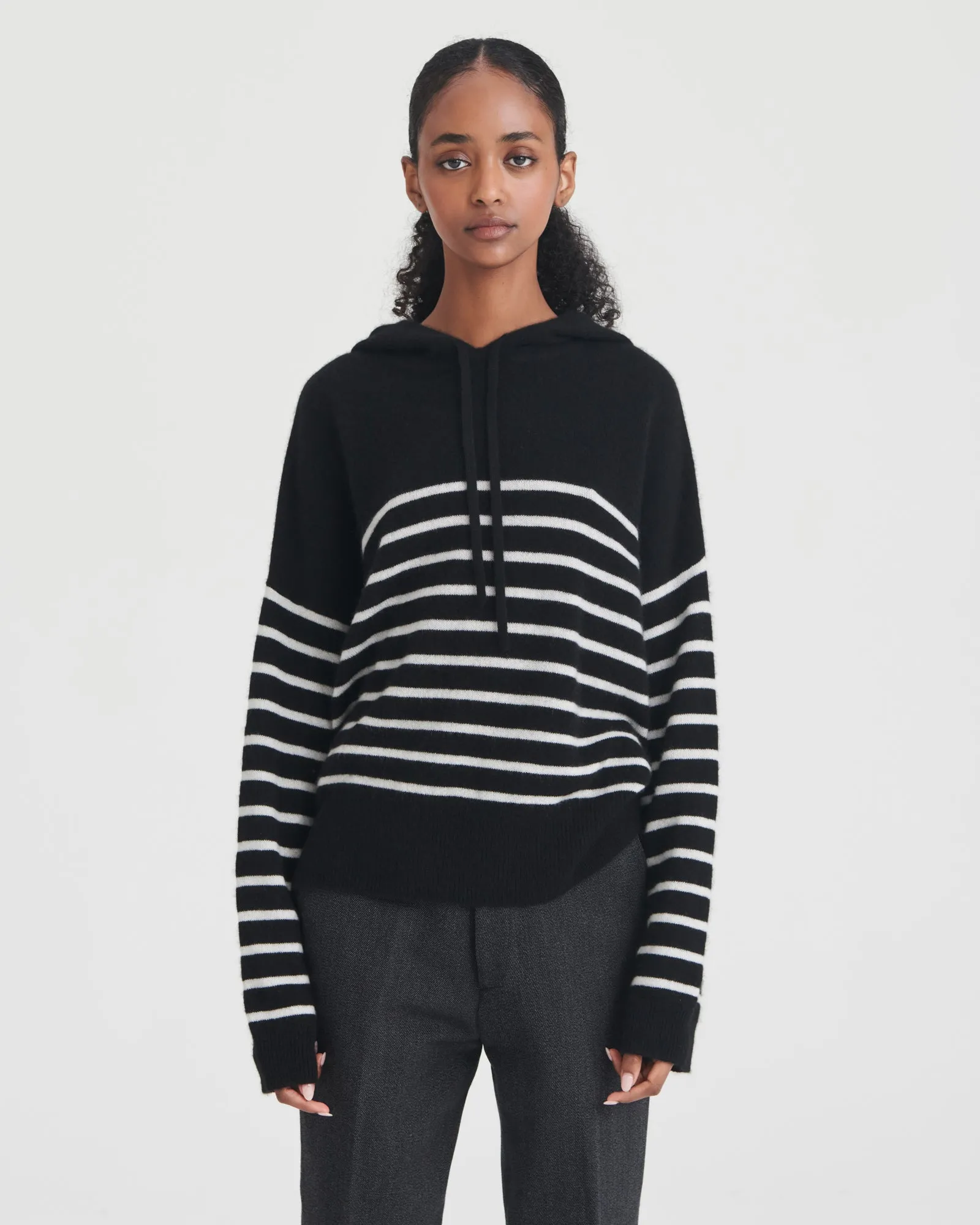 Lightweight Striped Cashmere Oversized Hoodie sold by Naadam product image thumbnail 4
