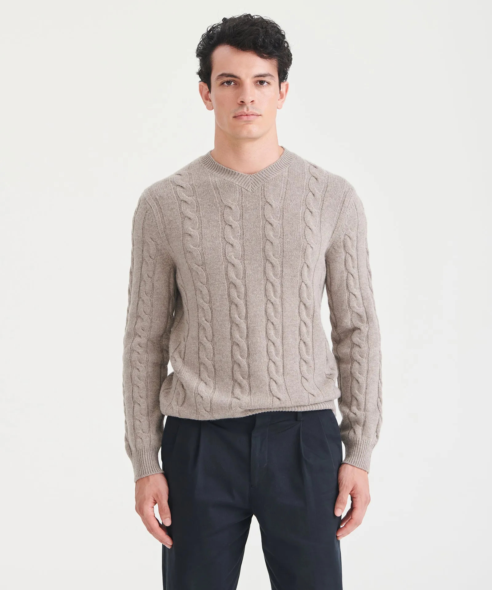 Cashmino Cable V-Neck Sweater sold by Naadam product image thumbnail 2