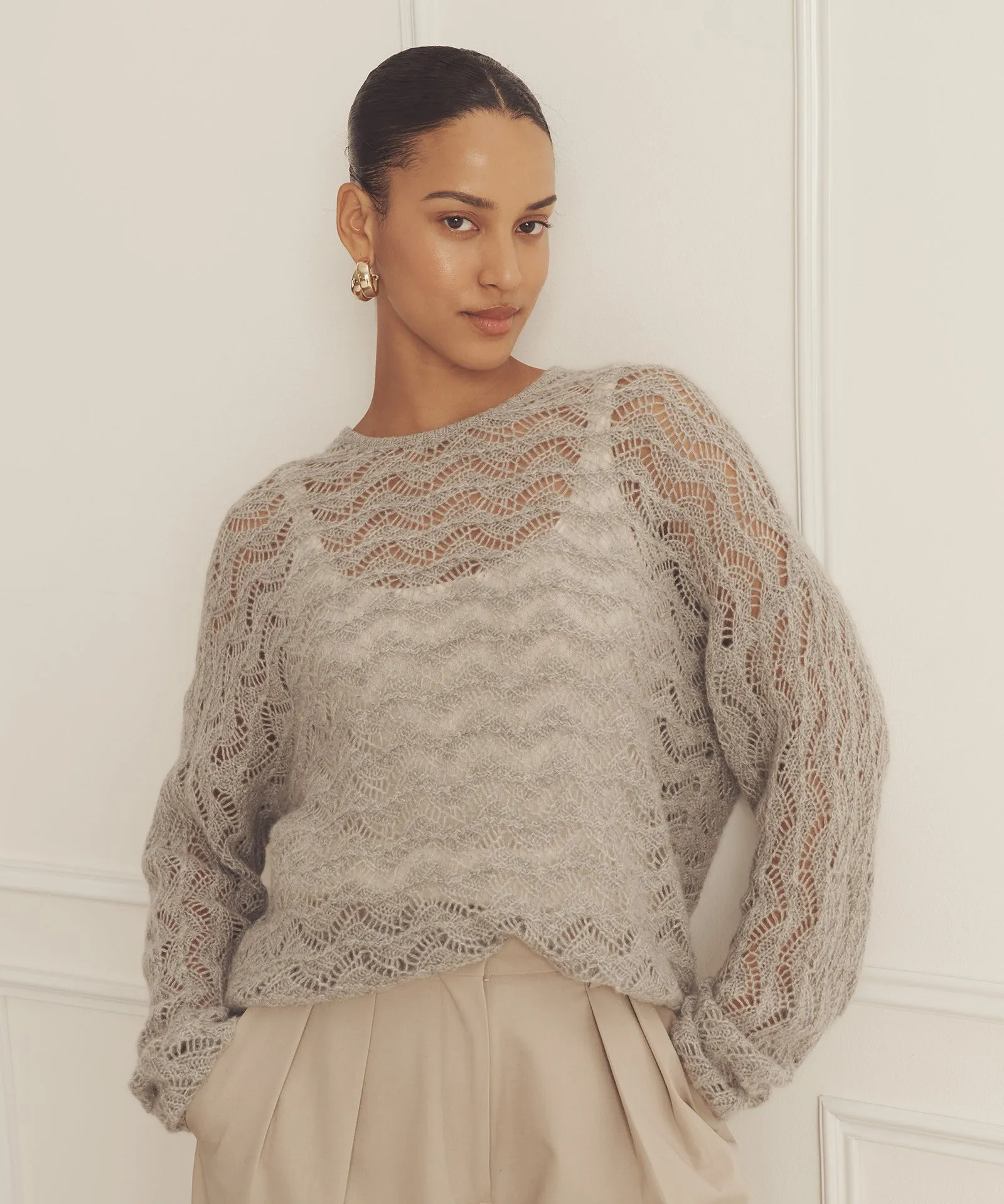 Novelty Cashmere Lace Crew sold by Naadam