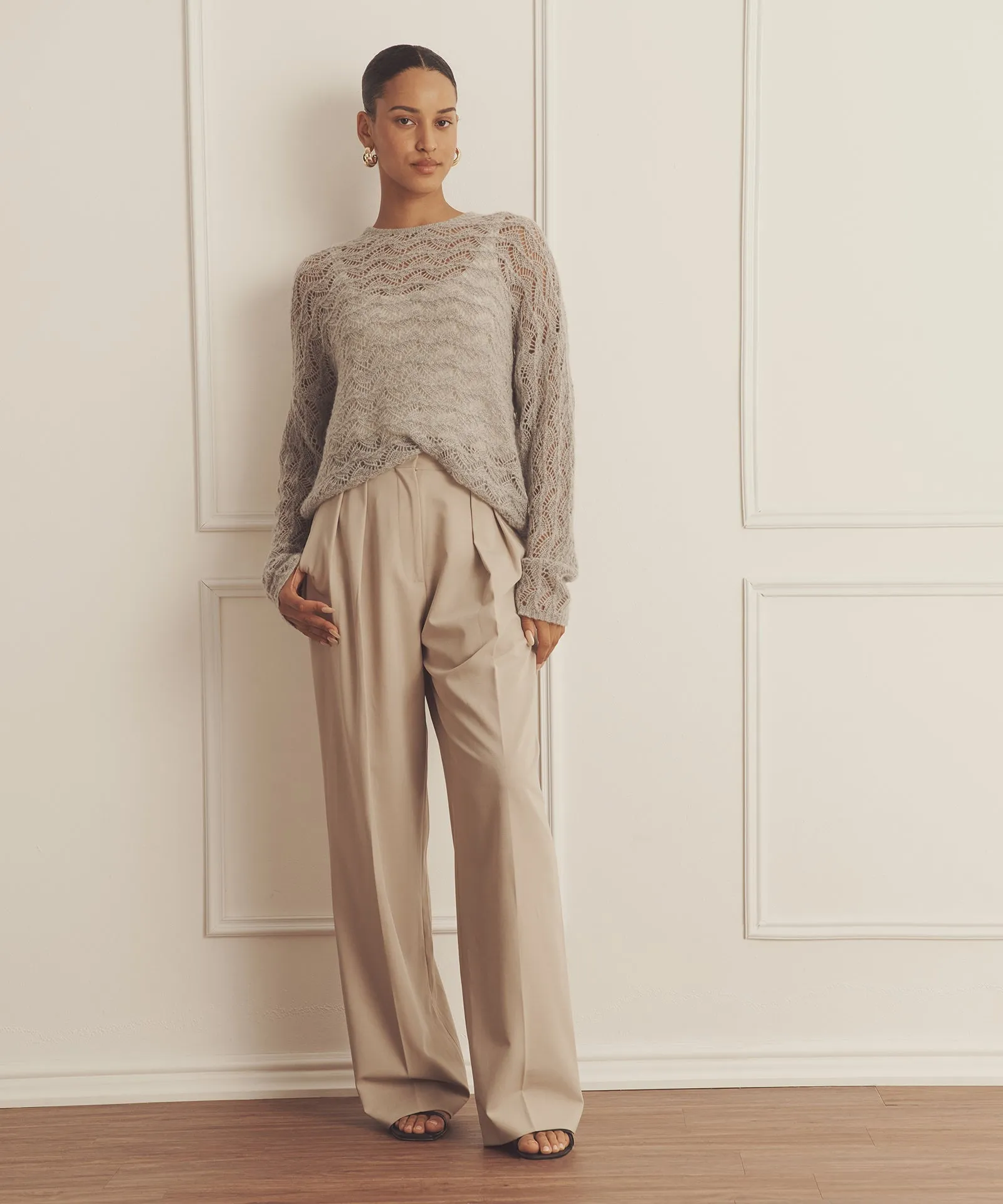 Novelty Cashmere Lace Crew sold by Naadam product image thumbnail 2