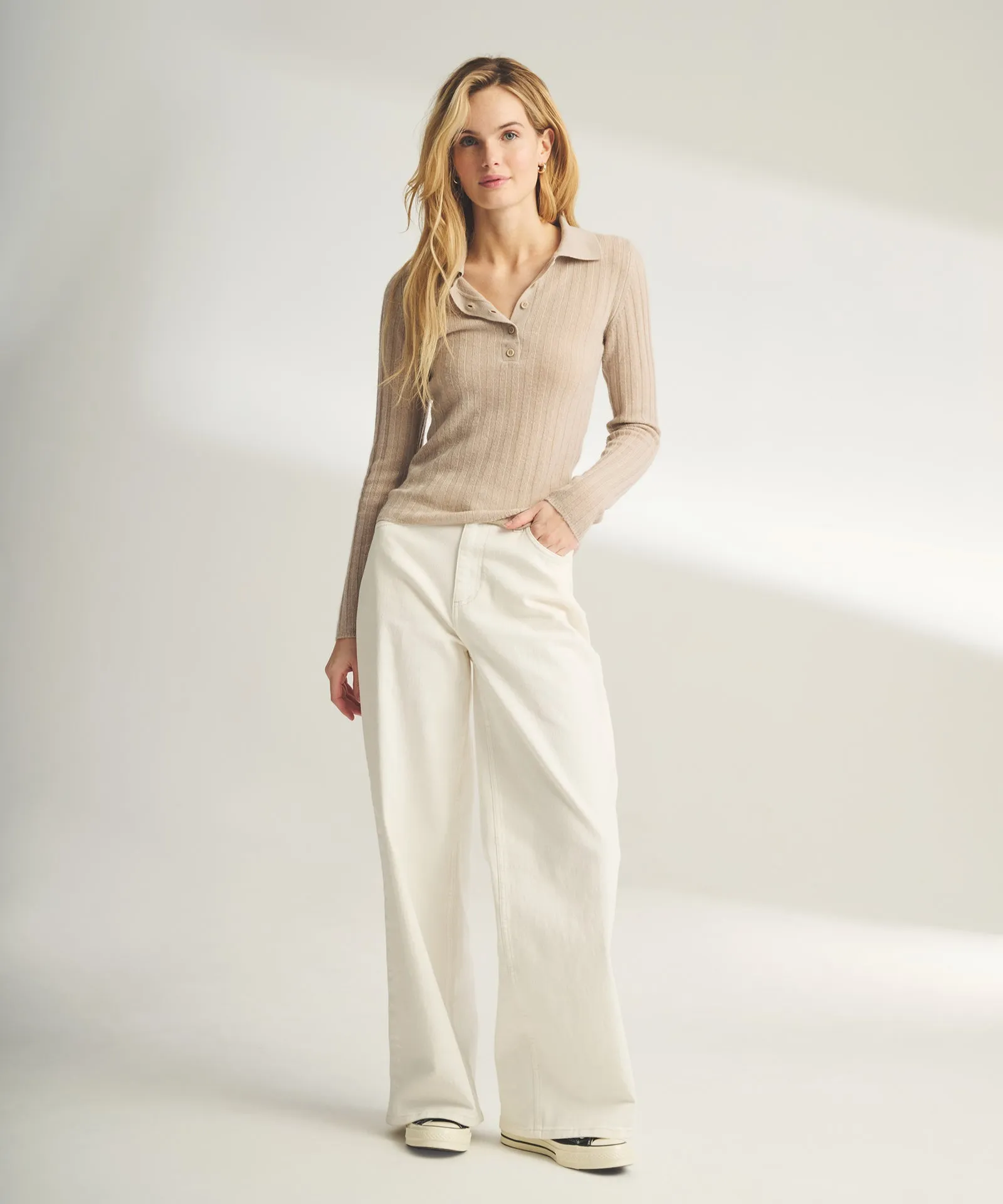 Lightweight Cashmere Ribbed Polo sold by Naadam product image thumbnail 3