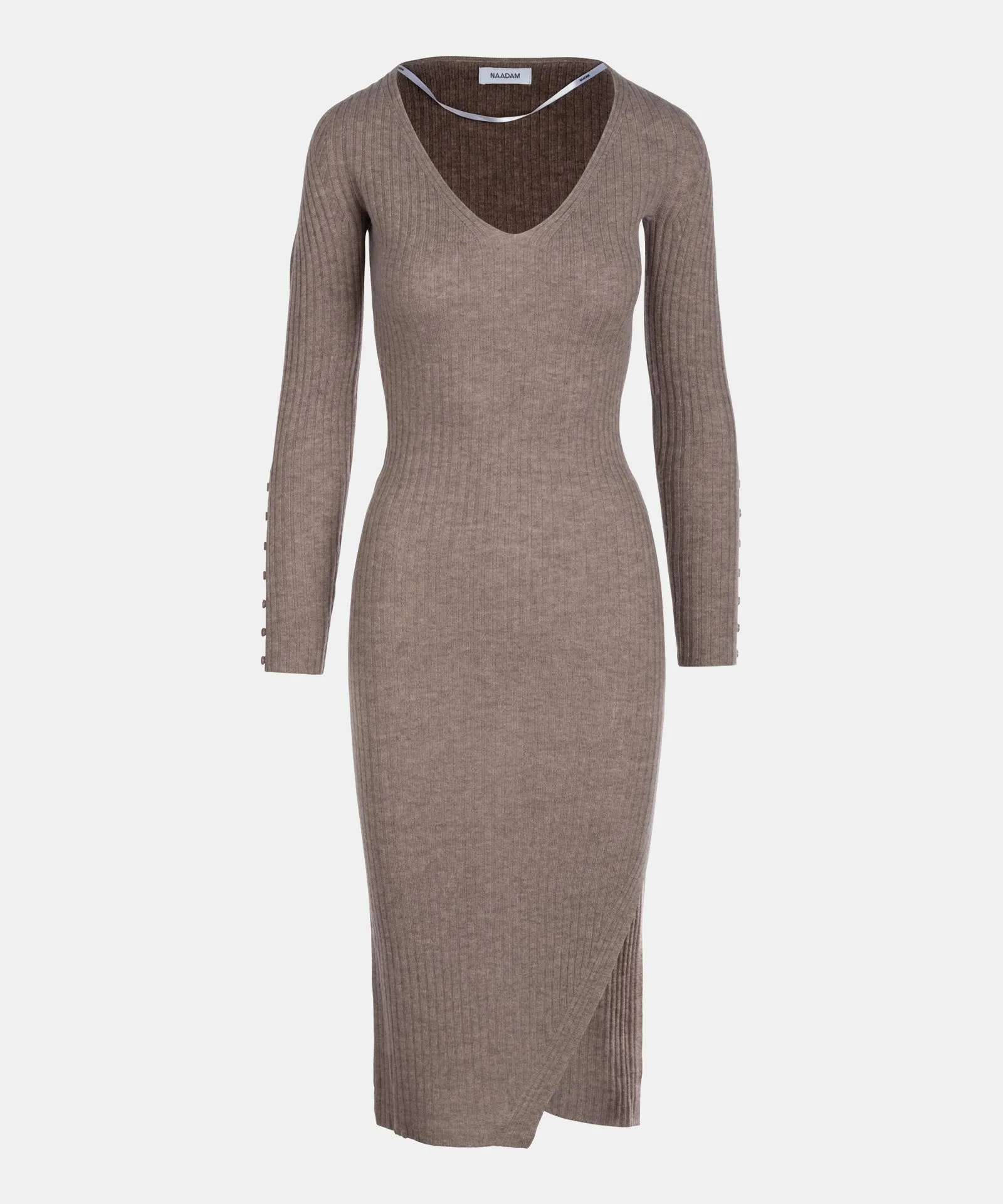 Cashmino Ribbed V-Neck Dress sold by Naadam