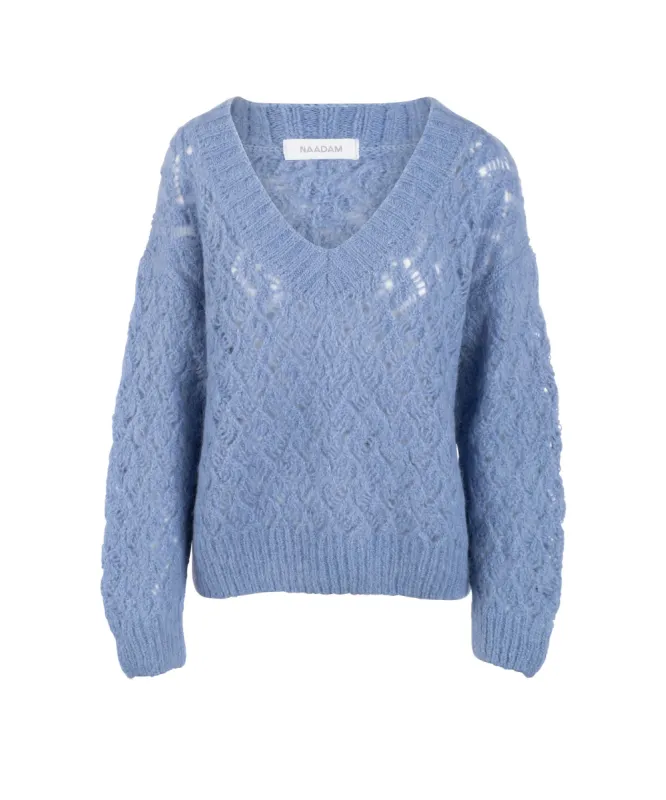 Lofty Alpaca Open Stitch V-Neck sold by Naadam