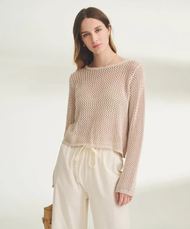 Textured Crochet Crewneck Sweater sold by Naadam