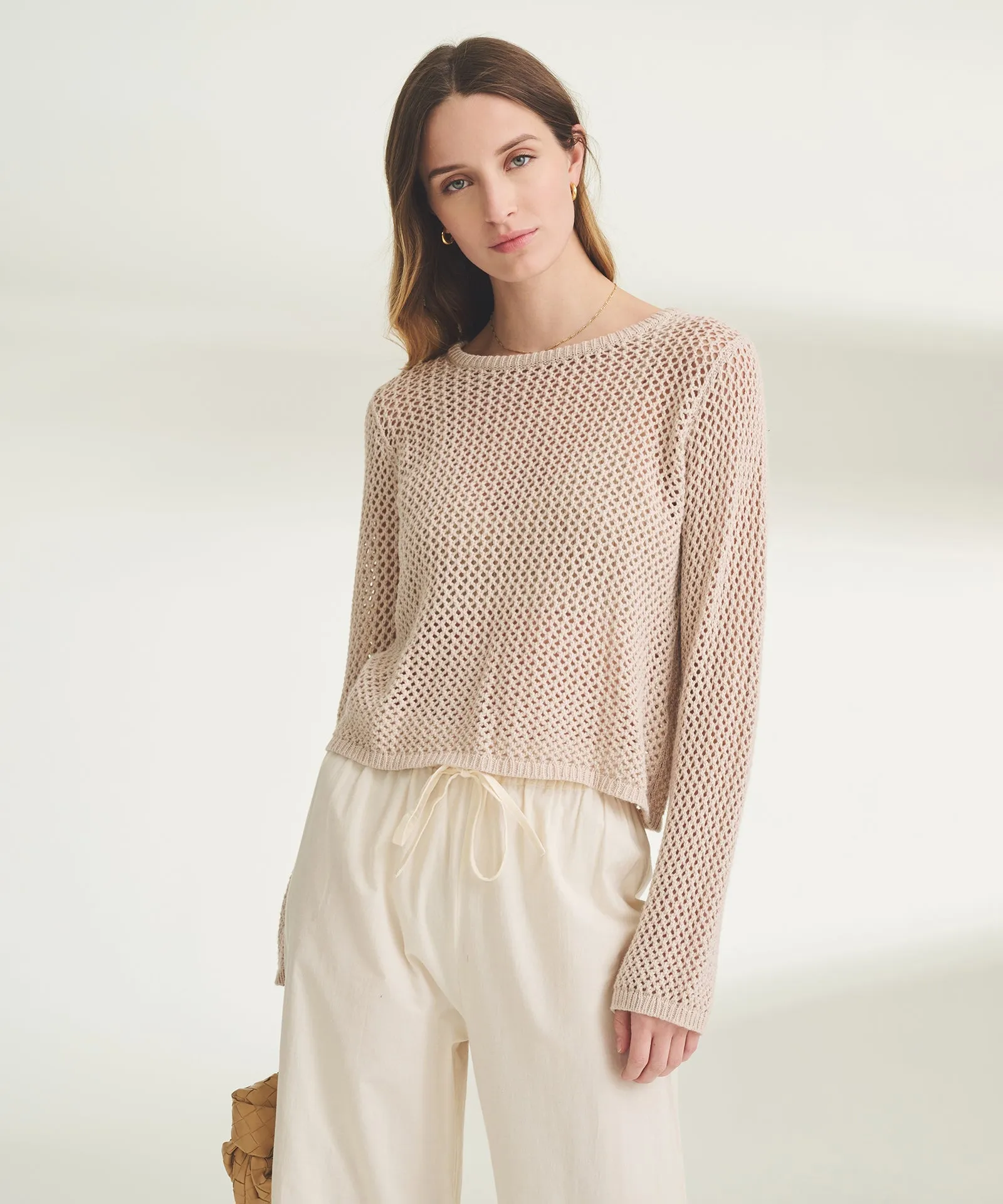 Textured Crochet Crewneck Sweater sold by Naadam