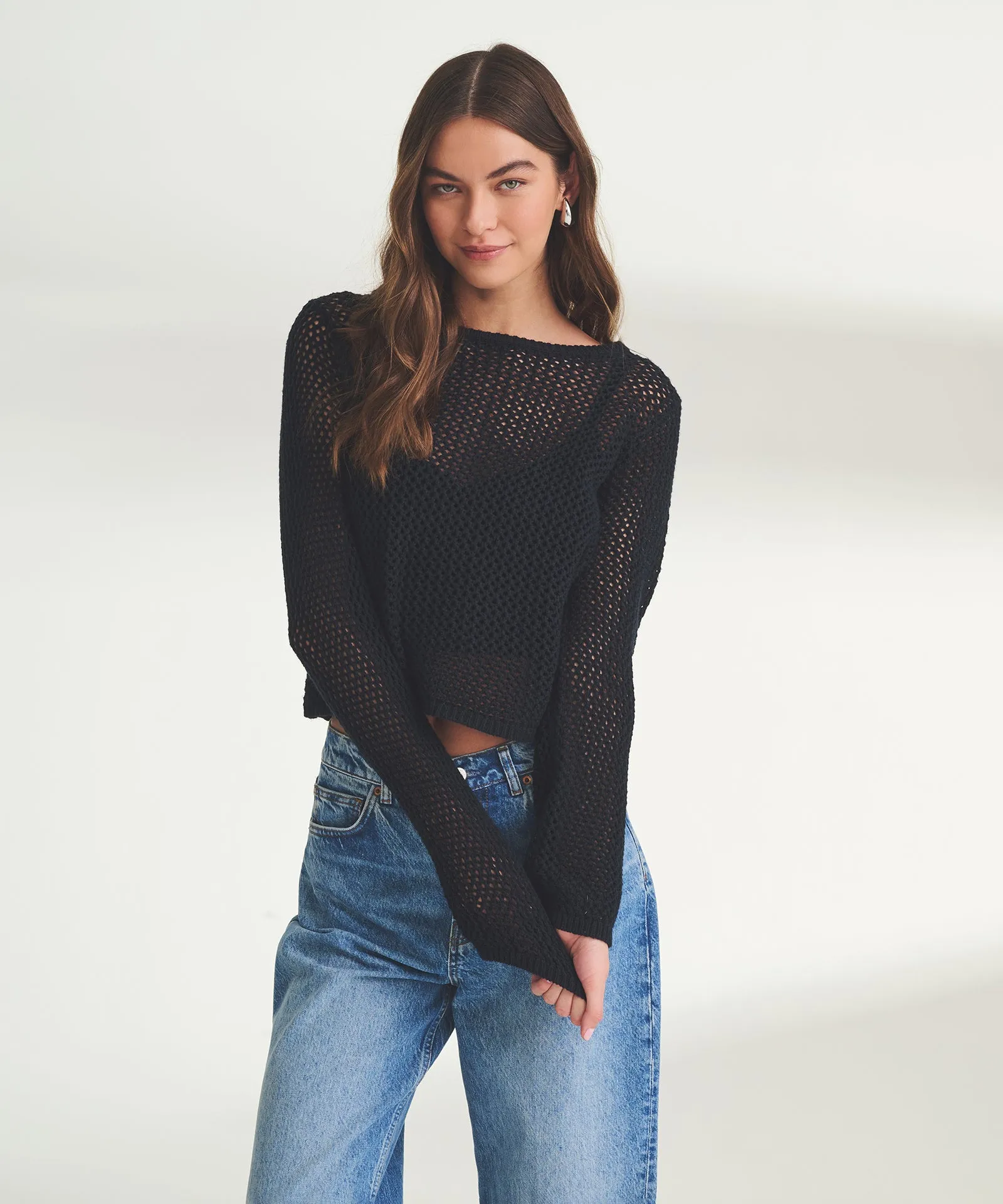 Textured Crochet Crewneck Sweater sold by Naadam product image thumbnail 5