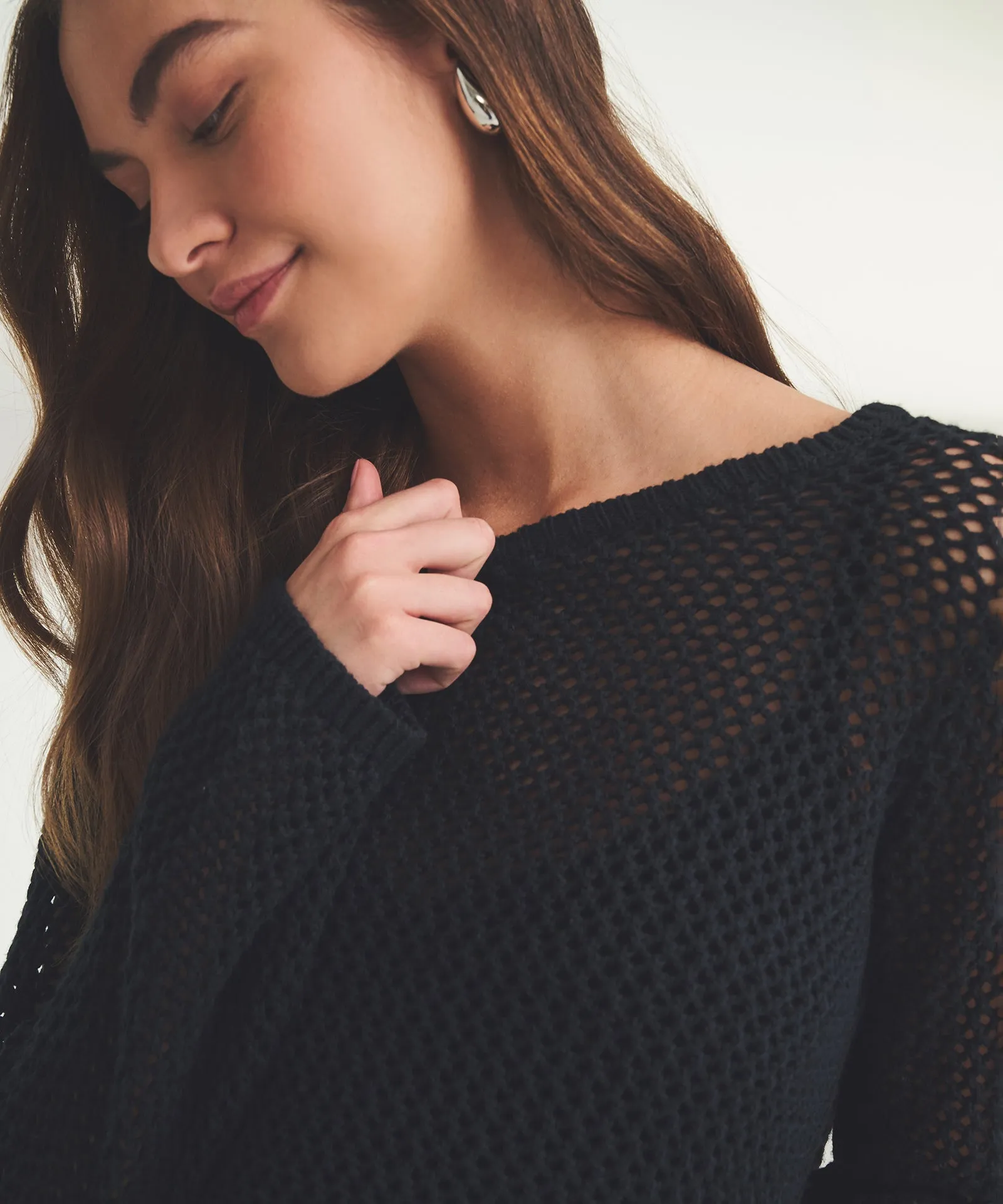 Textured Crochet Crewneck Sweater sold by Naadam product image thumbnail 4