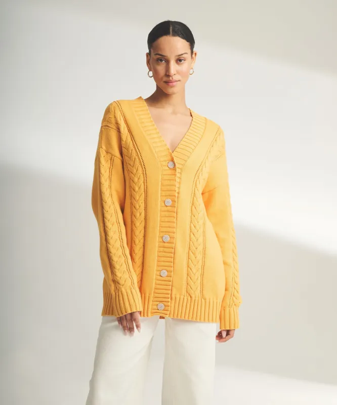 Varsity Cable Knit Cardigan made by Naadam