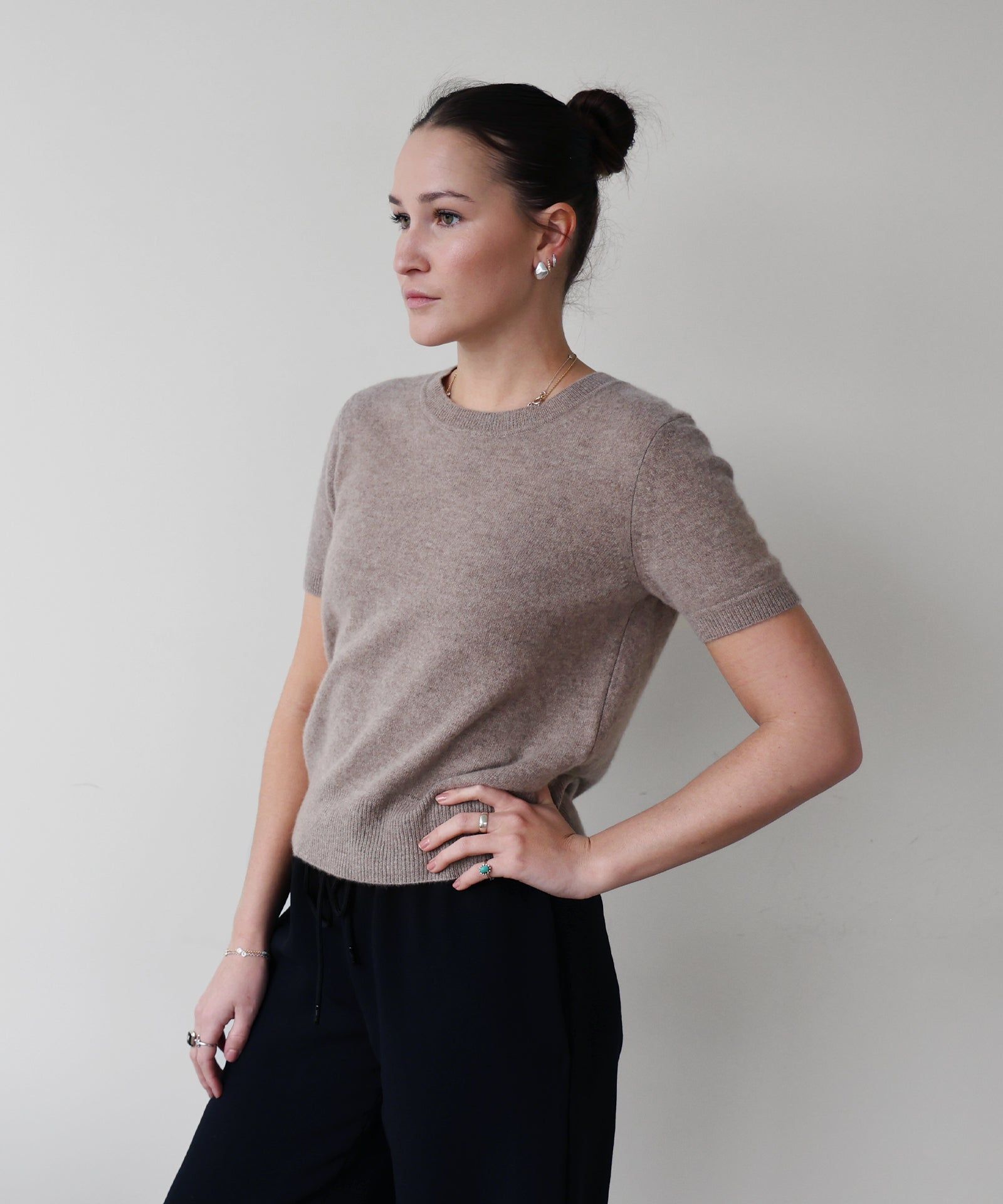 Cashmere Short Sleeve Cropped Pullover sold by Naadam product image thumbnail 5