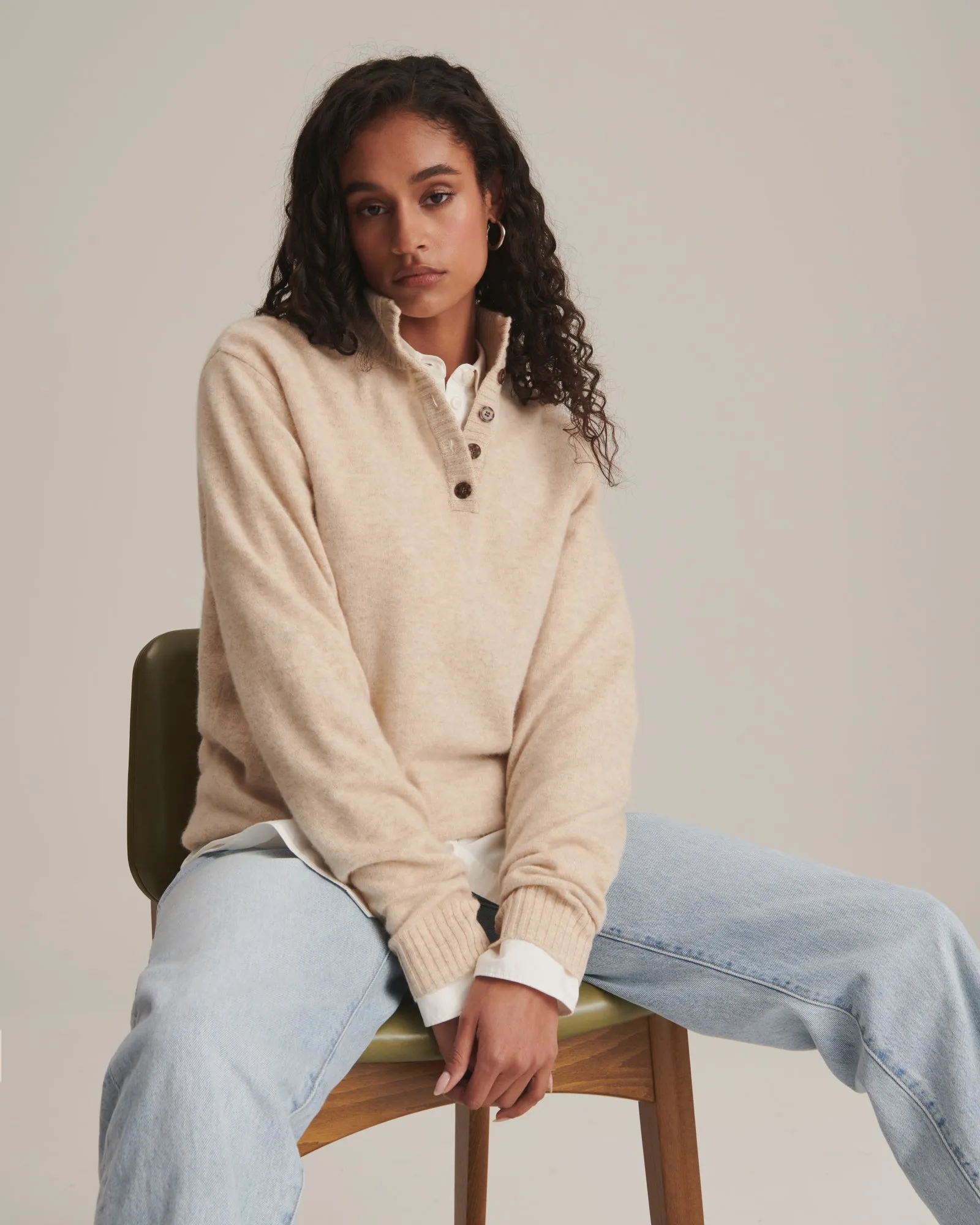 Cashmere Collared Henley Sweater sold by Naadam product image thumbnail 5