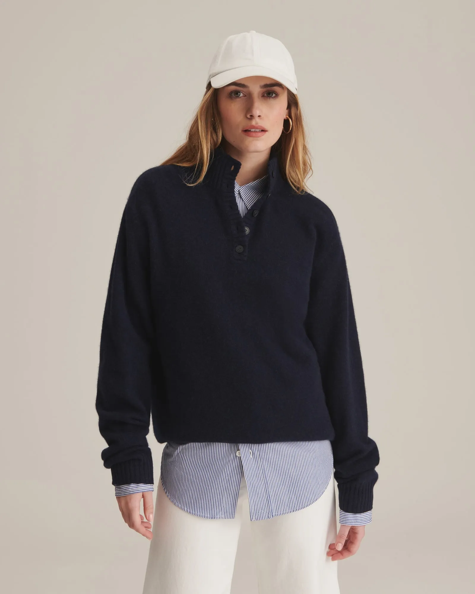 Cashmere Collared Henley Sweater sold by Naadam