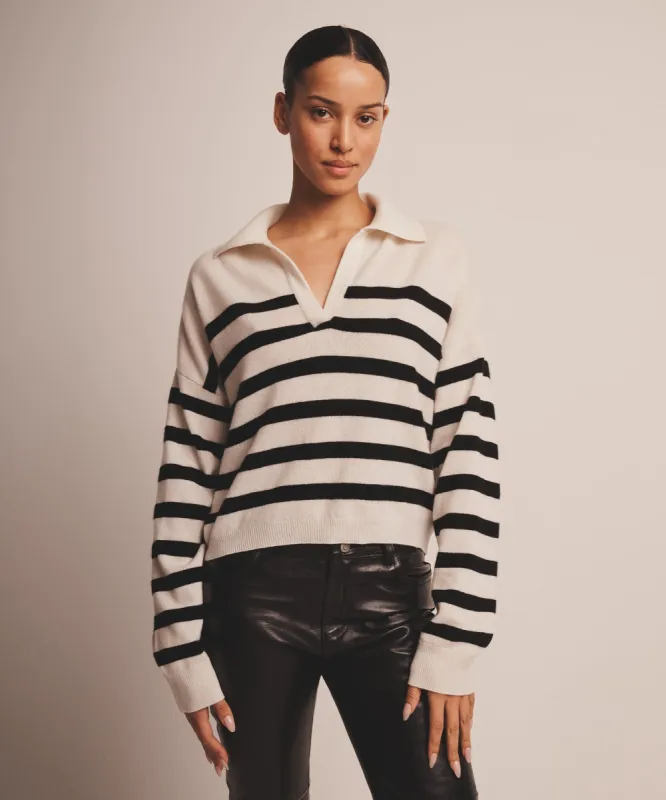 Signature Cashmere Striped Polo Sweater sold by Naadam