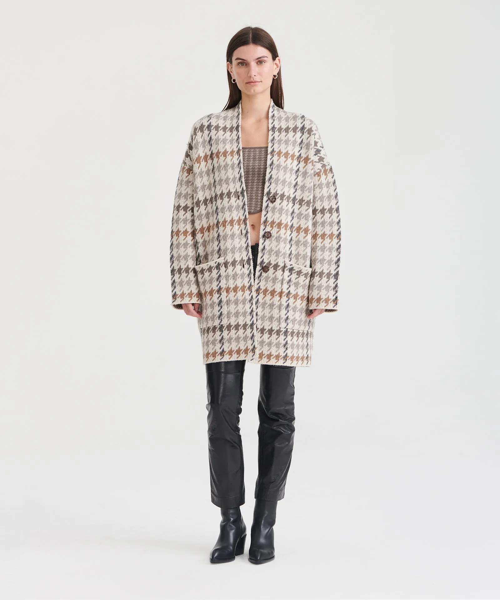 Luxe Houndstooth Jacquard Coat sold by Naadam product image thumbnail 2