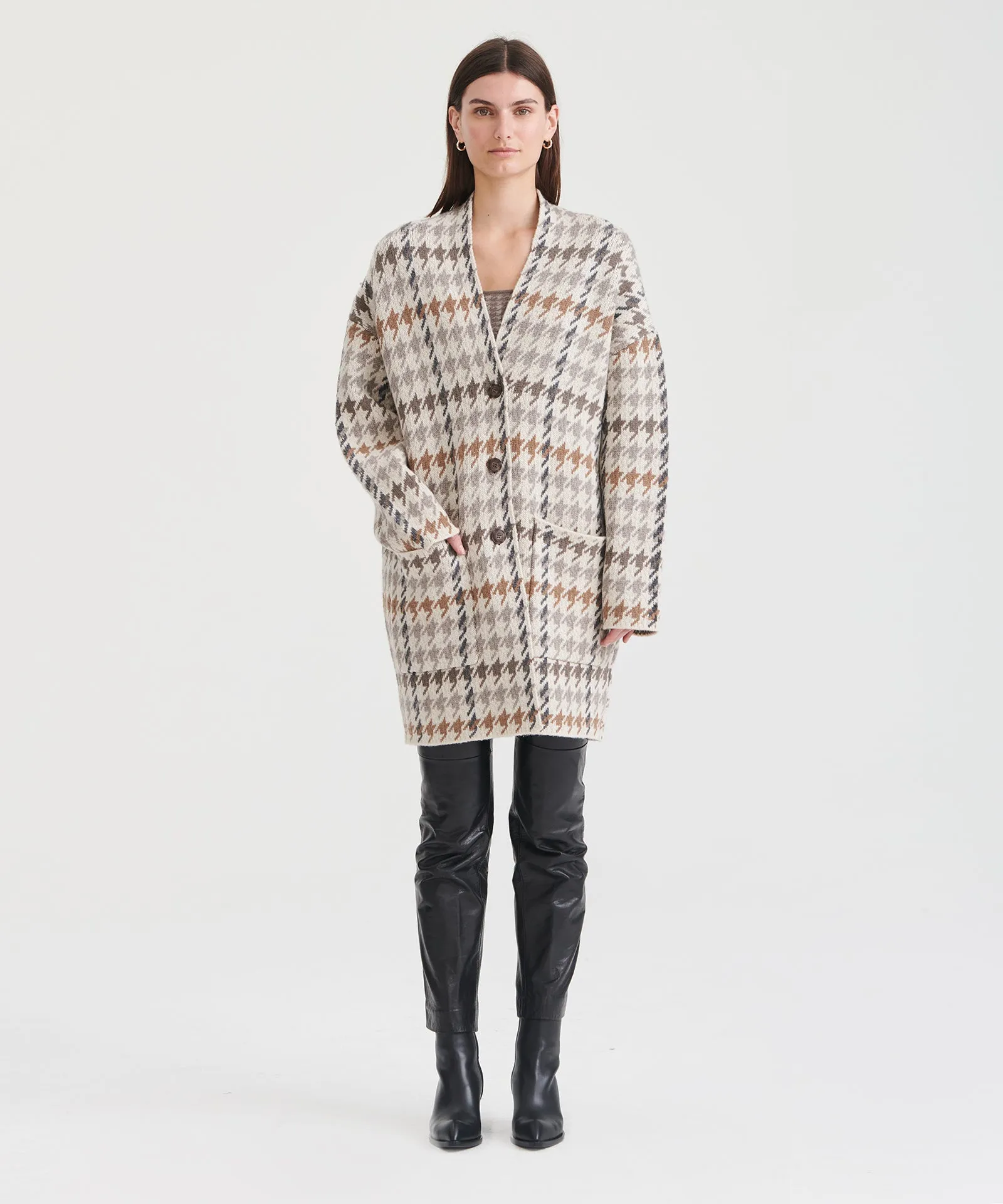 Luxe Houndstooth Jacquard Coat sold by Naadam