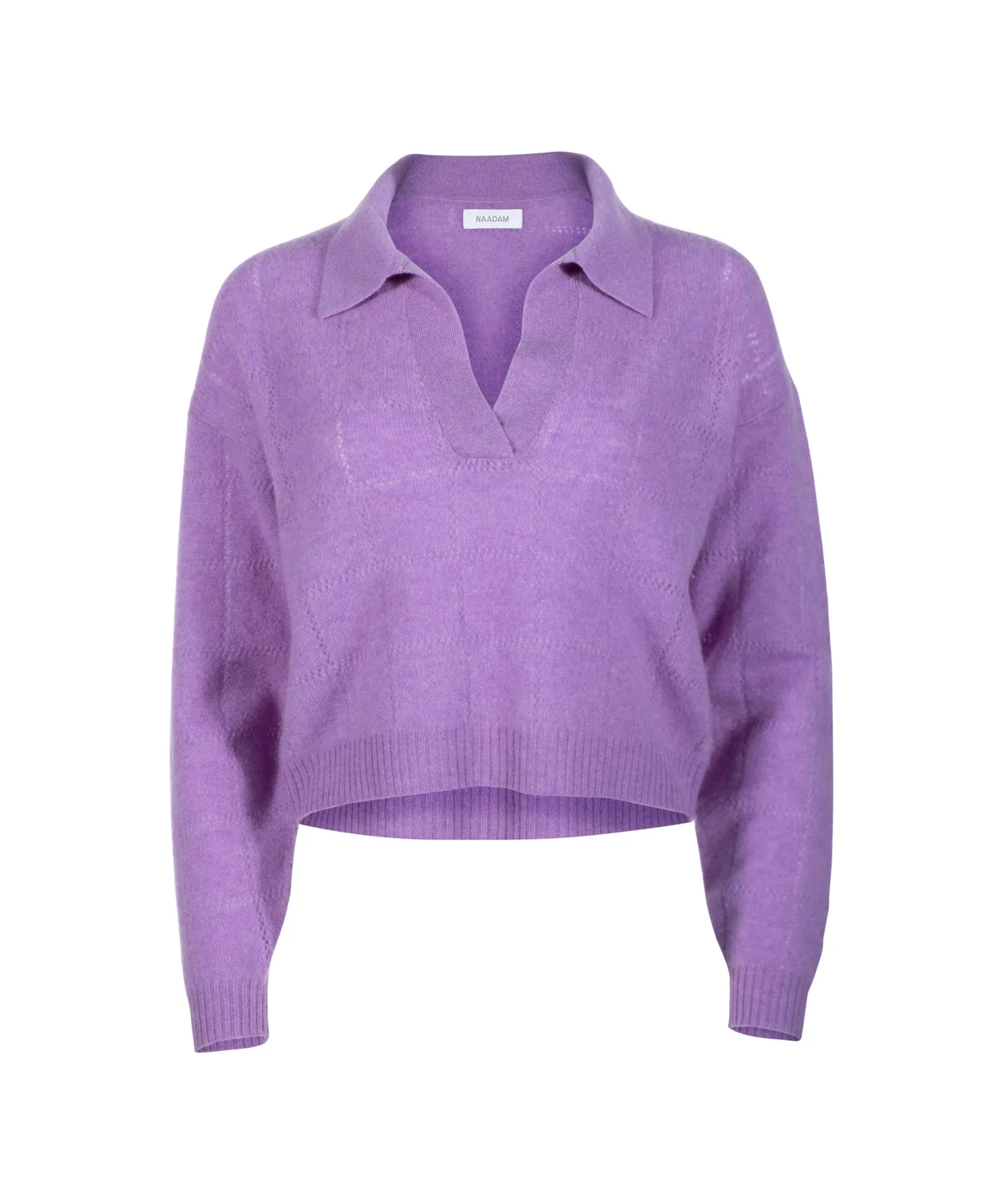 Cashmere Grid Pointelle Polo sold by Naadam product image thumbnail 2