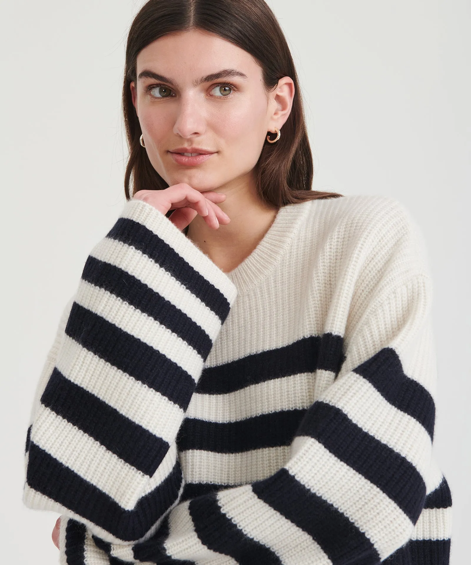 Super Luxe Cashmere Striped Crewneck sold by NAADAM product image thumbnail 3