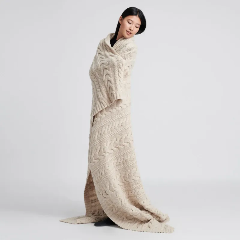 Luxe Cable Knit Wool Blanket sold by Naadam