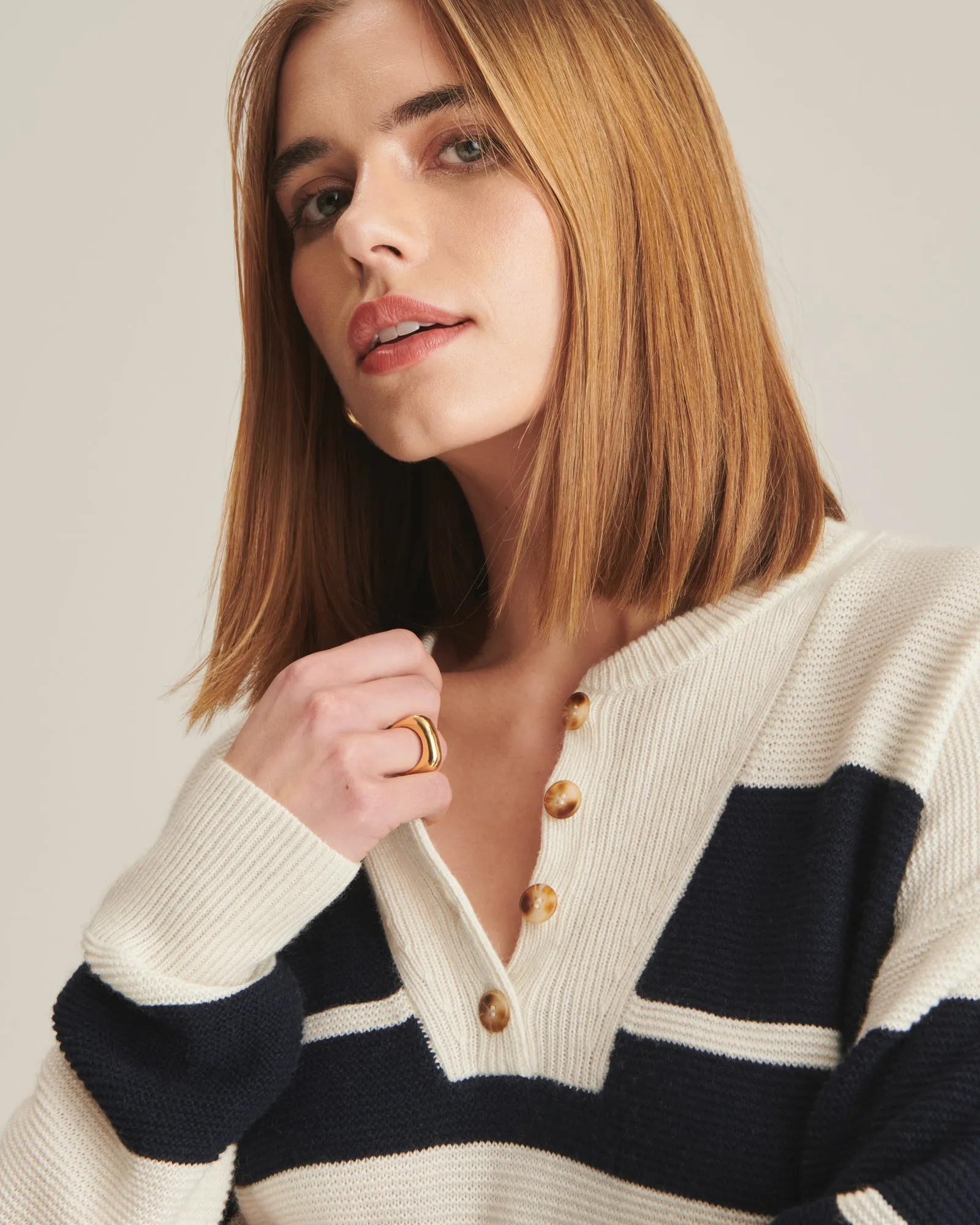 Textured Striped Henley sold by Naadam product image thumbnail 3