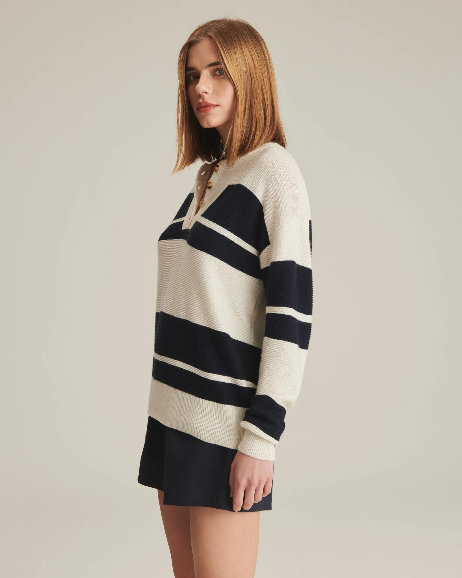 Textured Striped Henley sold by Naadam product image thumbnail 5