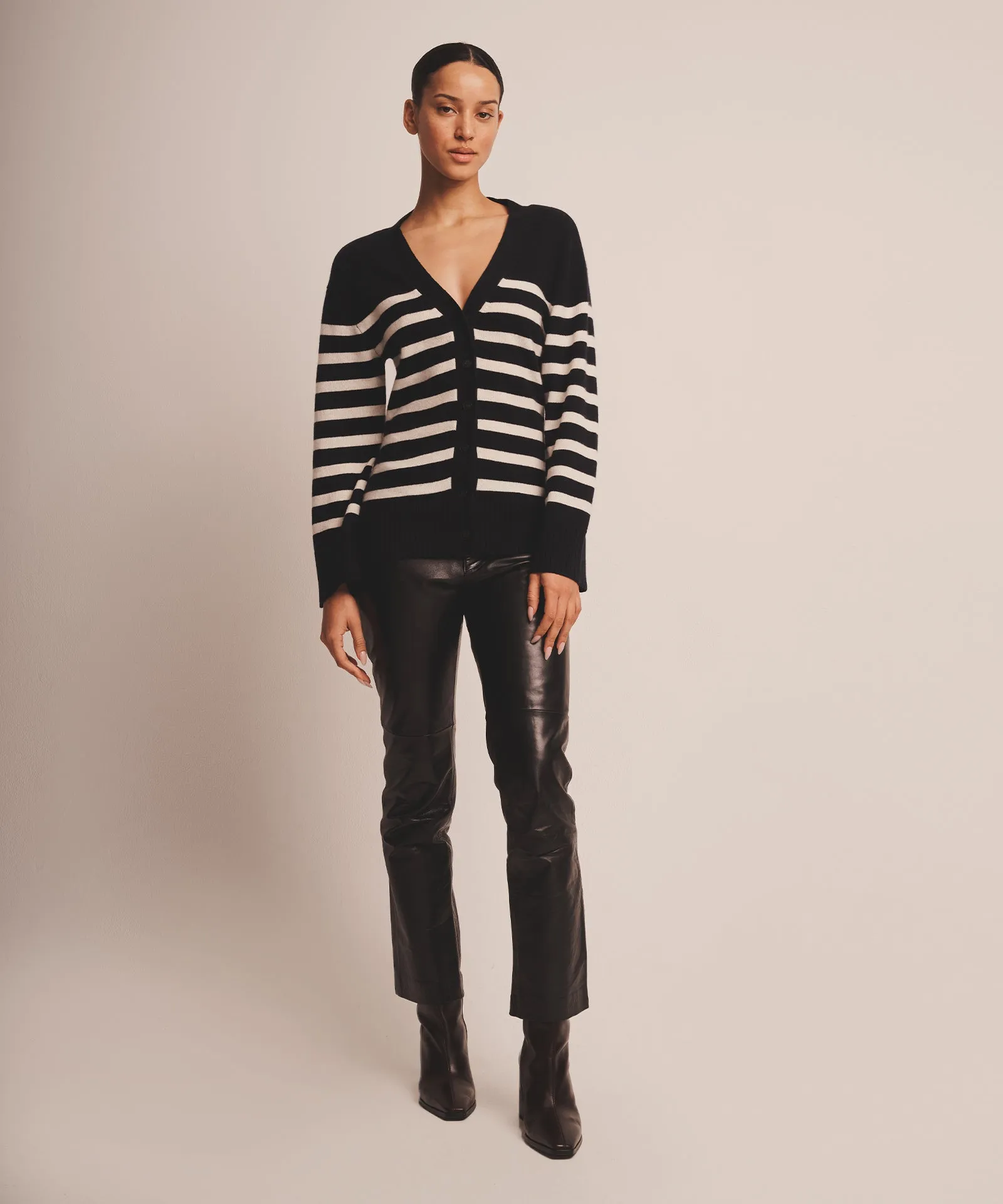Signature Cashmere Striped Fitted Cardigan sold by Naadam product image thumbnail 2
