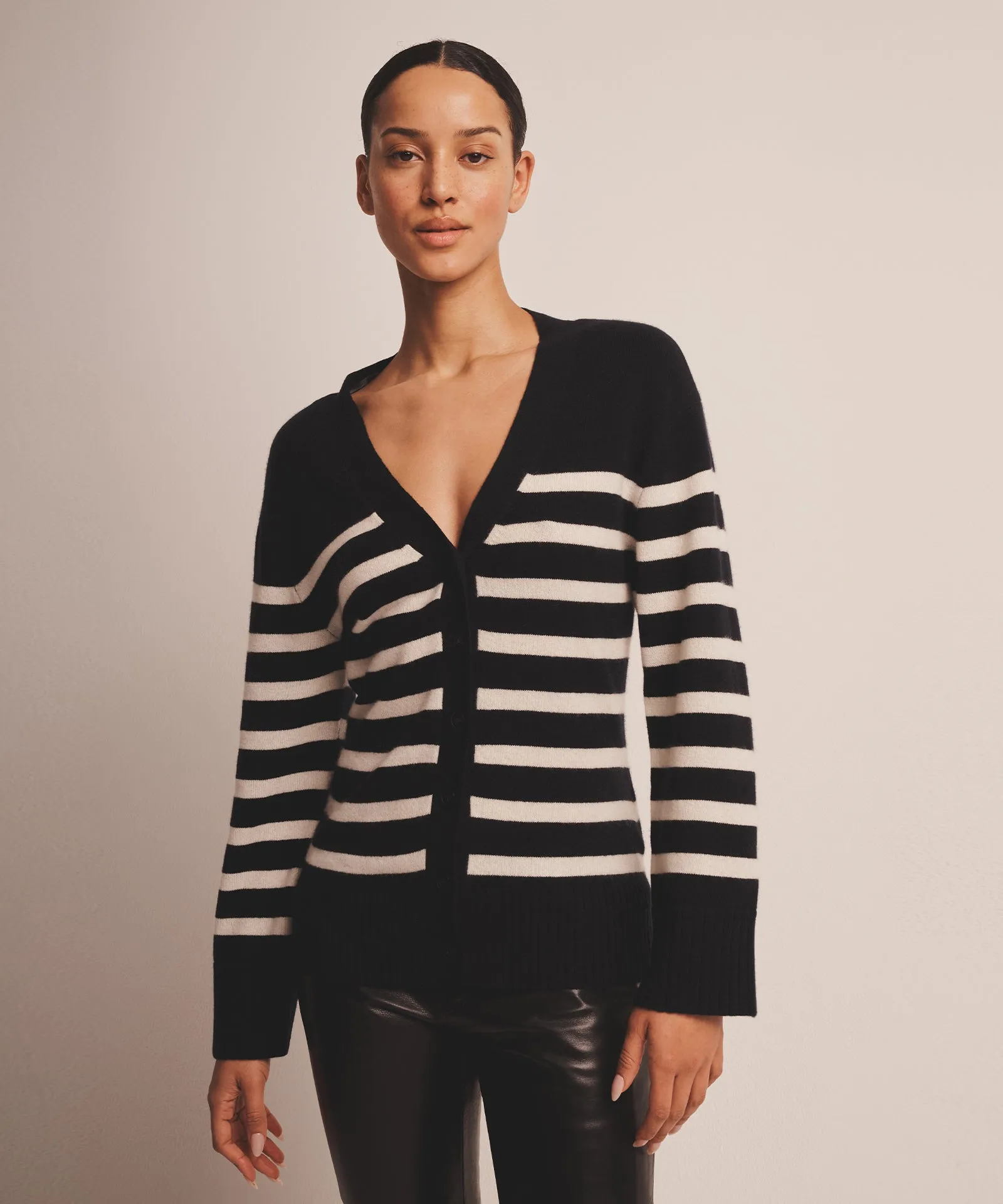 Signature Cashmere Striped Fitted Cardigan sold by Naadam