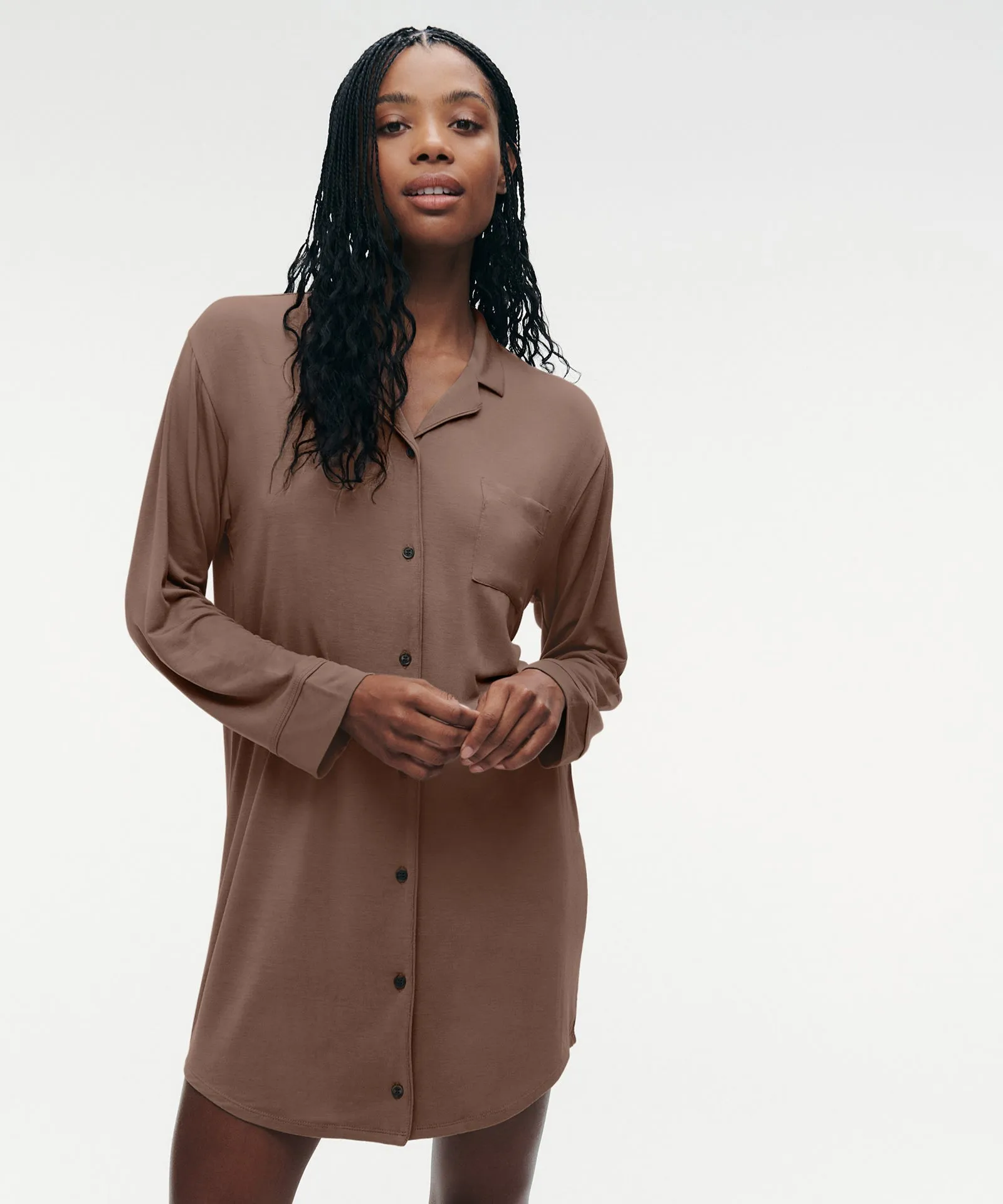 Breathable Button Up Sleep Dress sold by Naadam product image thumbnail 4