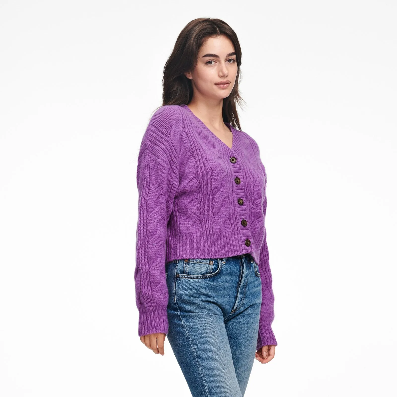 Cropped Cable Knit Cardigan sold by Naadam product image thumbnail 2
