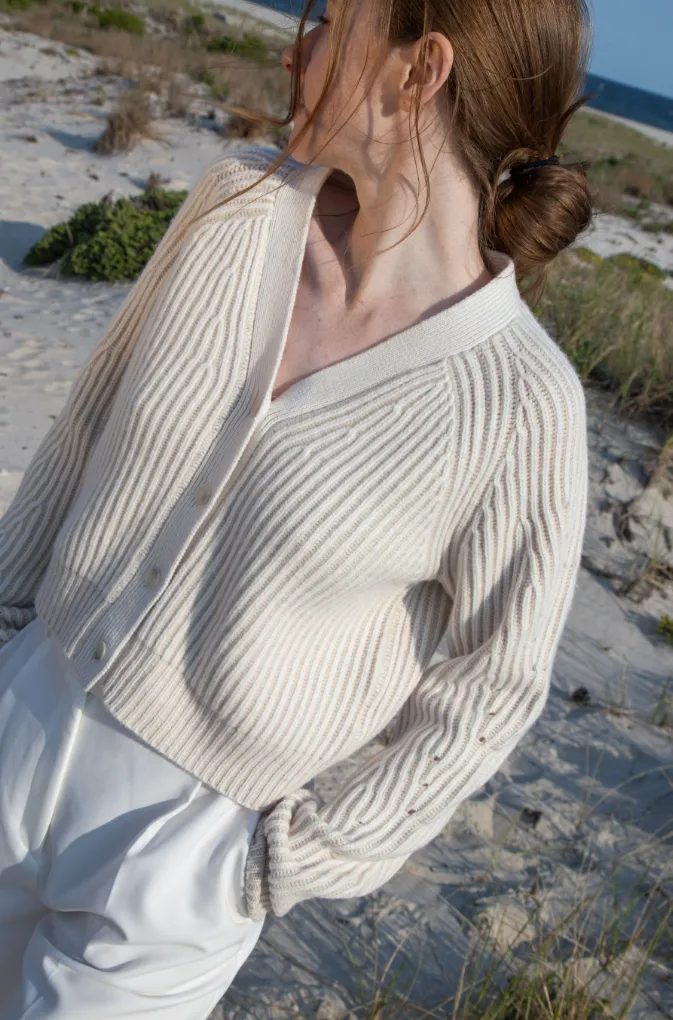 Cashmino Ribbed V-Neck Cardigan sold by Naadam product image thumbnail 2