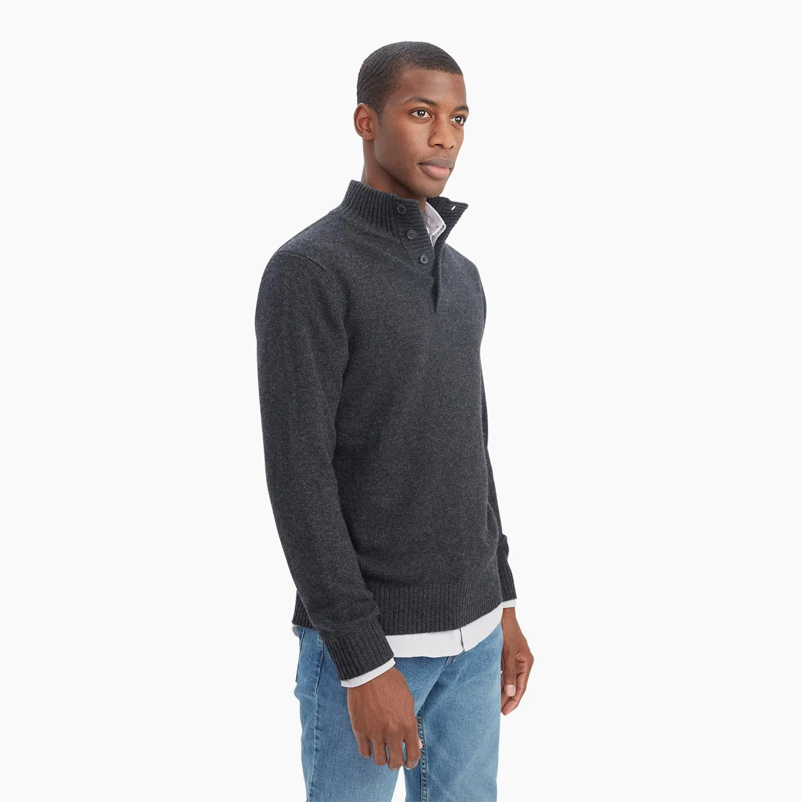 Cashmino Quarter Button Sweater sold by Naadam product image thumbnail 4